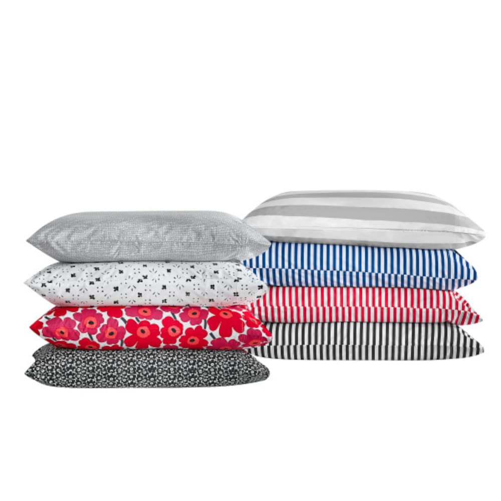 MARIMEKKO Queen Sheets - 100% Cotton Percale Bedding Set | Crisp & Cool Luxury Bed Linens | Unikko Floral Pattern | Perfect for Master Bedroom & Guest Room Decor