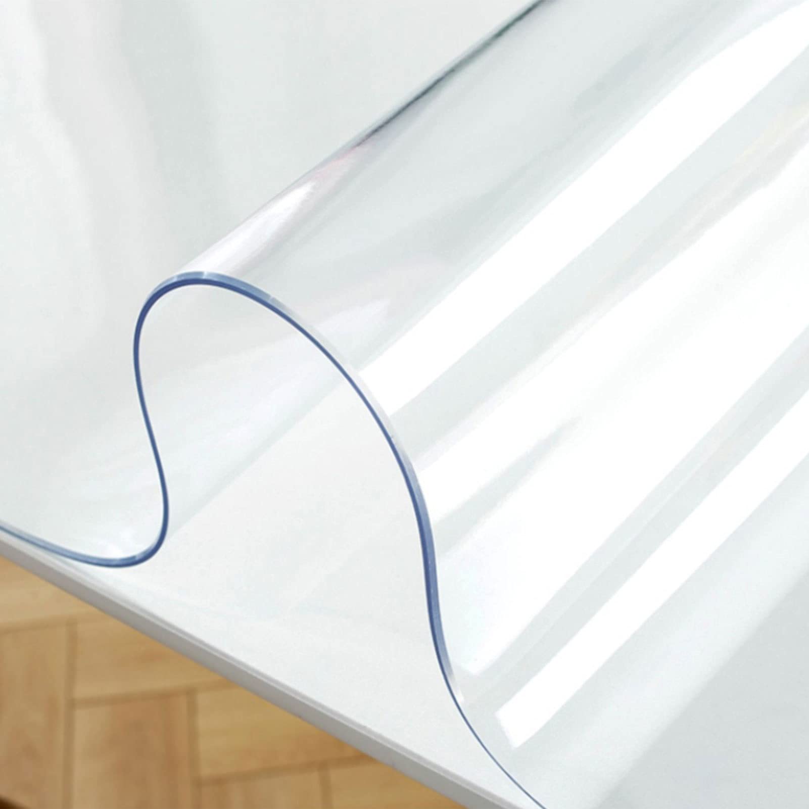Clear Plastic Table Cover Protector - 2mm Thick Waterproof Dining Table Protector for Kitchen & Dining Room | Customizable Size | Wood Grain Design | Perfect for Family Meals, Parties & Daily Protection