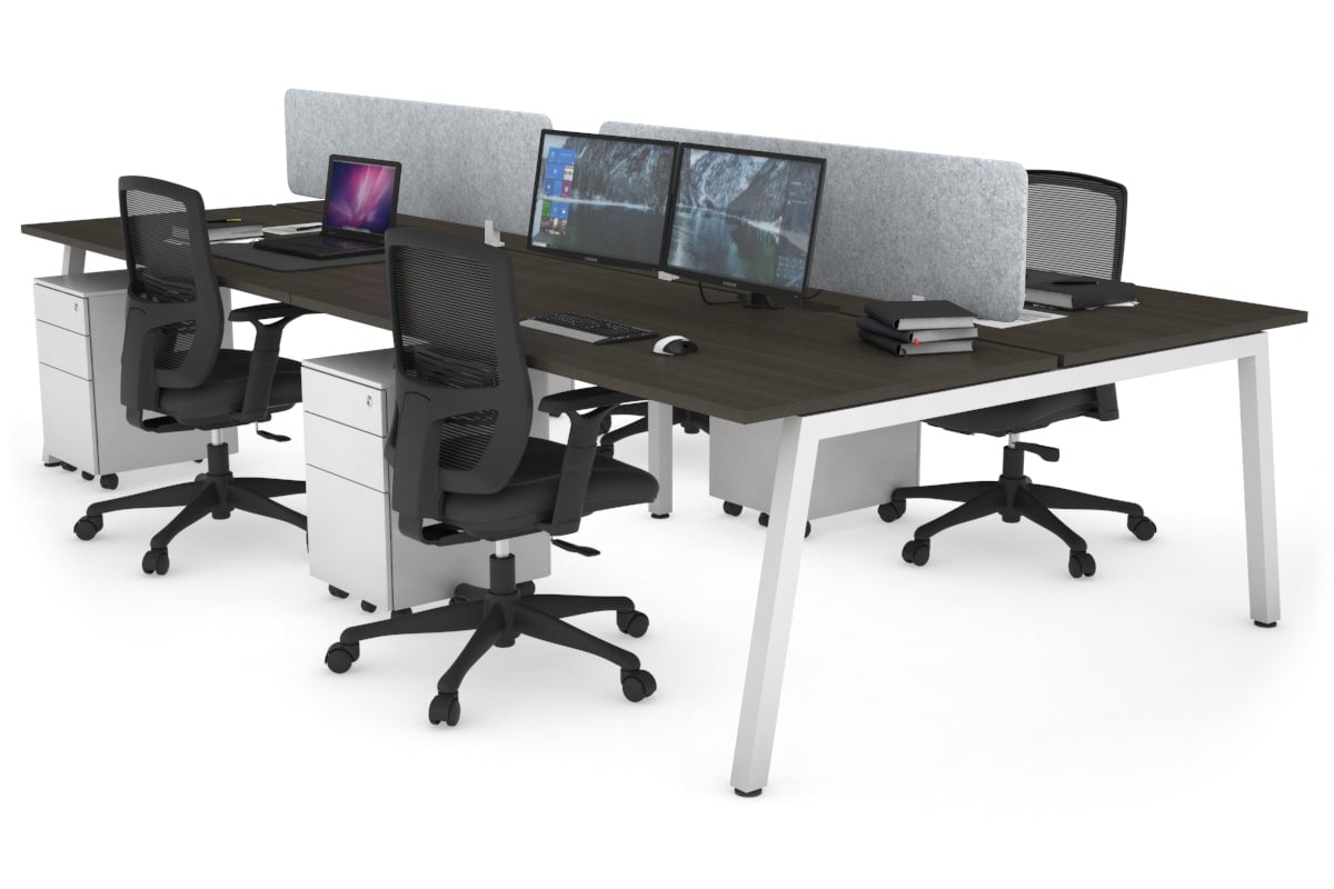 Quadro 4-Person Office Workstation Desk - 1400L x 700W Dimensions - Perfect for Team Collaboration, Open Office Spaces & Coworking Environments