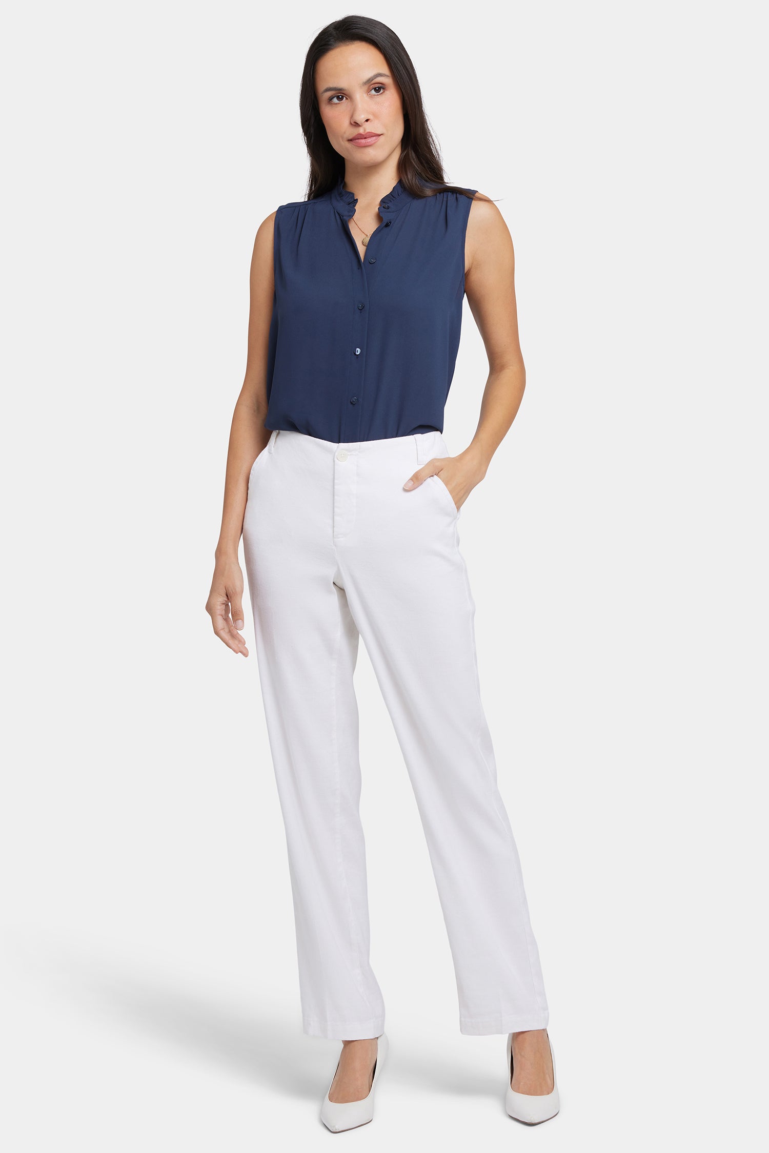 Stylish Marilyn Straight Pants for Petite Women in Optic White - Perfect for Office Wear & Casual Outfits