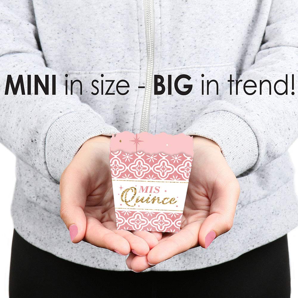 Big Dot of Happiness Quinceañera Party Mini Favor Boxes - Sweet 15 Birthday Candy Treat Boxes - Set of 12 for Quinceañera Celebrations, Birthday Parties & Special Events