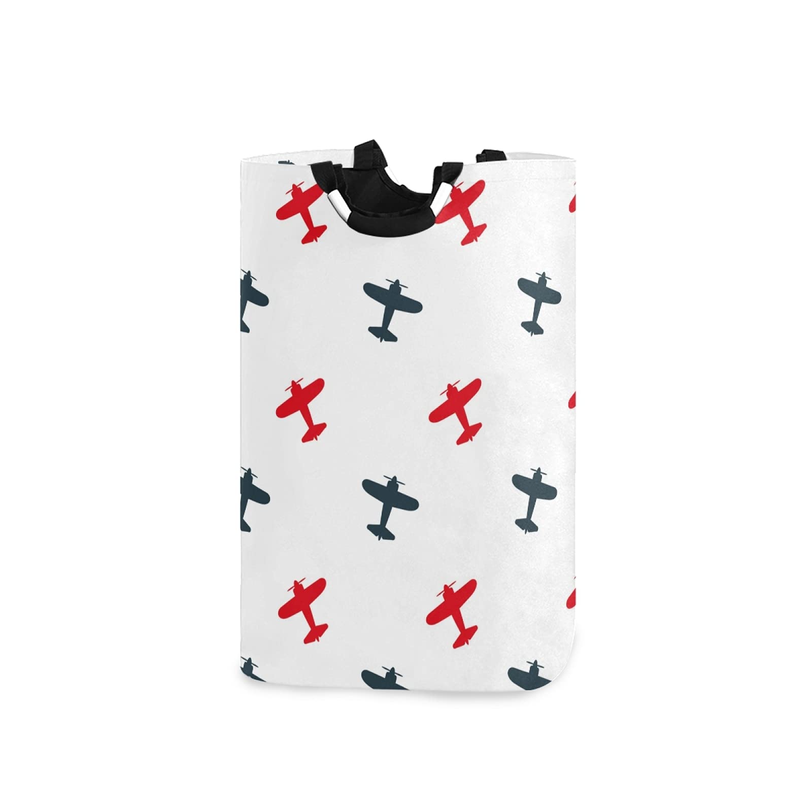 WELLDAY Foldable Laundry Hamper with Handle - Colorful Airplane Design Kids Clothes Basket, Large Storage Organizer for Dirty Laundry | Perfect for Bedroom, Nursery, Dorm & Travel Use