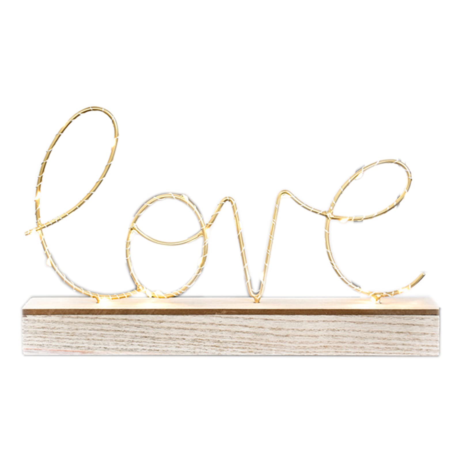 Gold LED Love & Home Sign Light - Shelf & Table Decor for Living Room