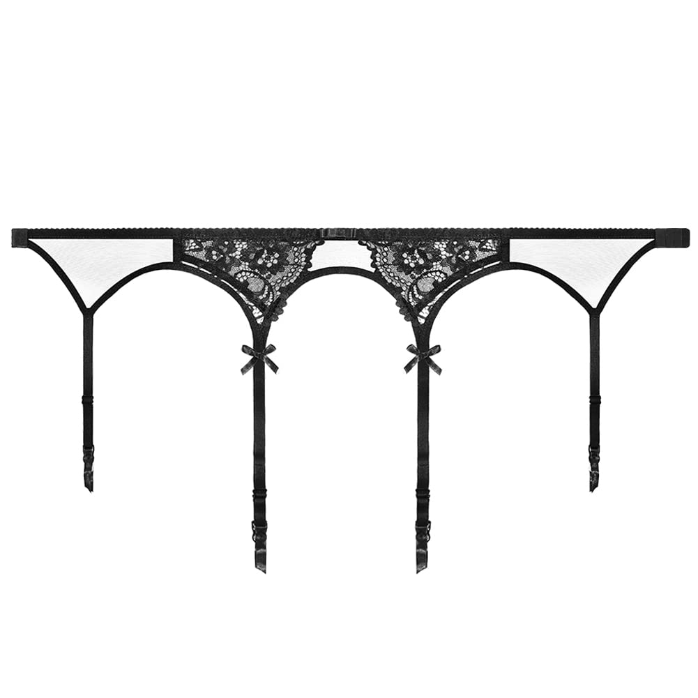 Sexy Black Lace Garter Belt for Women - Adjustable Suspender Straps for Thigh High Stockings - Perfect for Bridal Lingerie, Boudoir Photography & Romantic Nights