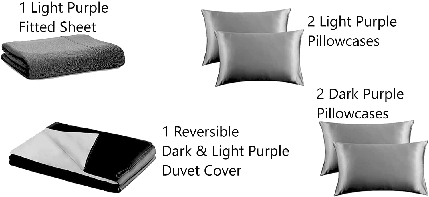Tache 6-Piece 100% Cotton Solid Purple Lavender Dream Reversible Duvet Cover Set, California King Size | Soft & Breathable Bedding for Master Bedroom, Guest Room & Dorm Decor
