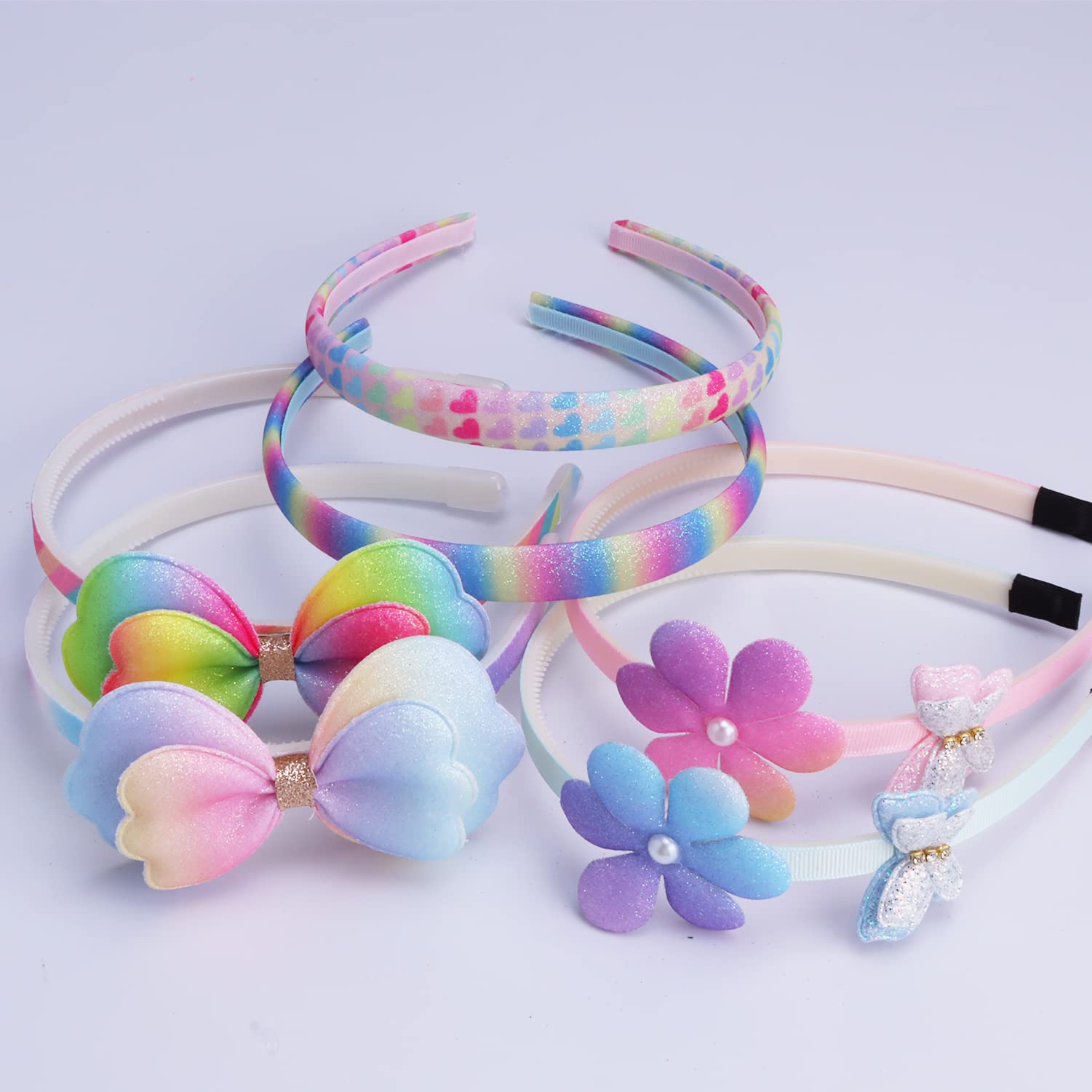 Sparkly Butterfly Hairbands for Girls - 6pcs Glitter Sequin Headbands with Teeth & Bow Design - Cute Toddler Hair Accessories for Parties, Weddings, and Everyday Wear