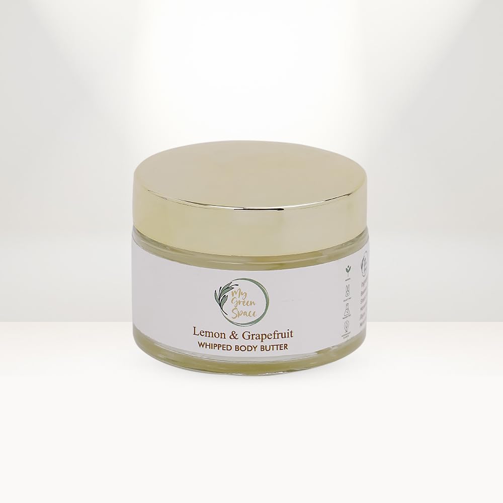 My Green Space Lemon Grapefruit Body Butter 50g - Deep Moisturizing & Skin Brightening Cream for Dry Skin Care - Softens & Smooths Skin for Men & Women - Perfect for Daily Hydration & Post-Shave Recovery