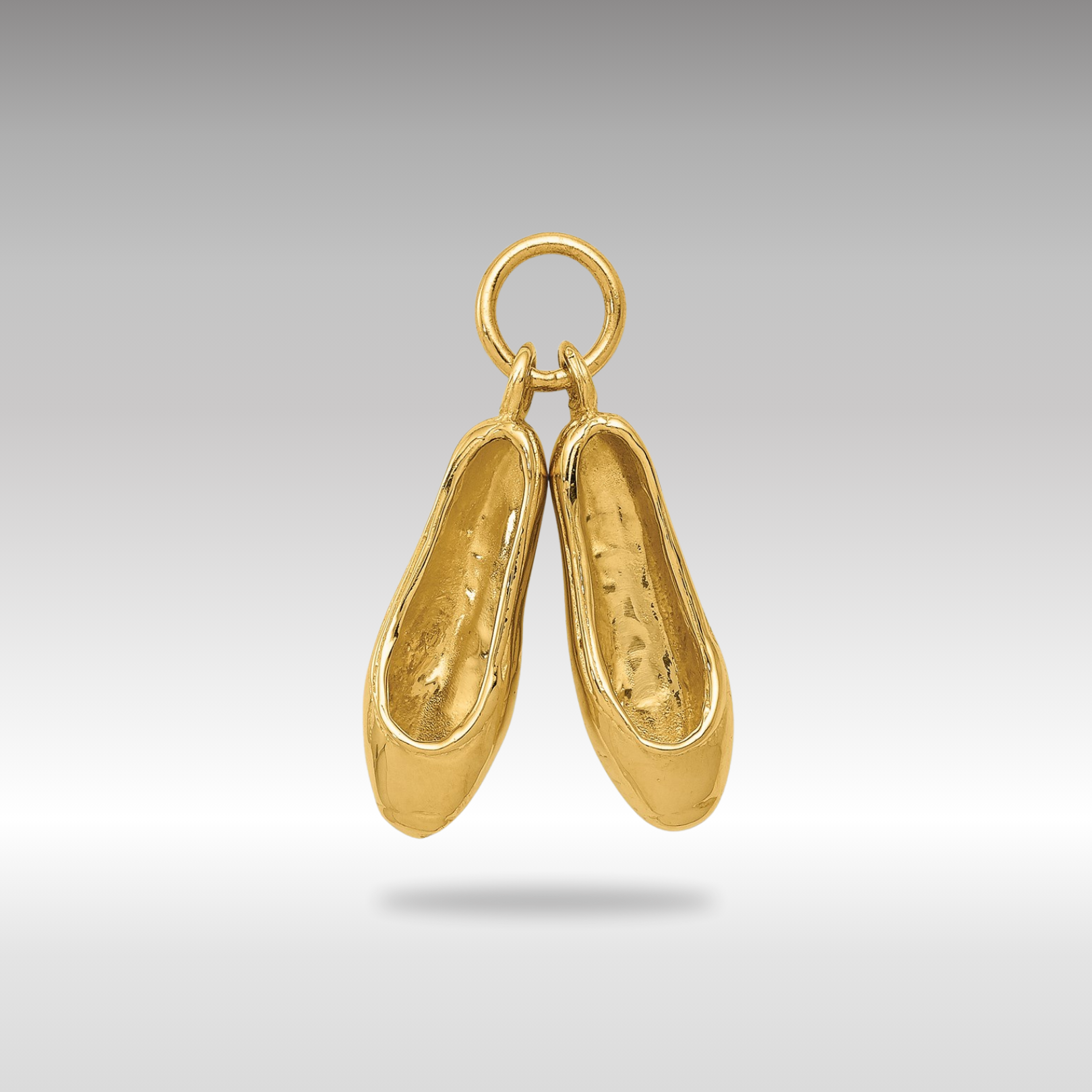 3D Gold Ballet Slippers Charm - Elegant Dance Jewelry for Ballet Lovers, Perfect for Necklaces, Bracelets & Gift Giving | Ballet Class, Performance & Special Occasions