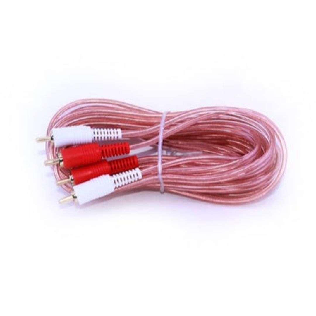 High-Quality Crux RCA 15MM Male to Male Audio Cable - 15ft Clear Jacket for Home Theater, Stereo Systems & Audio Equipment