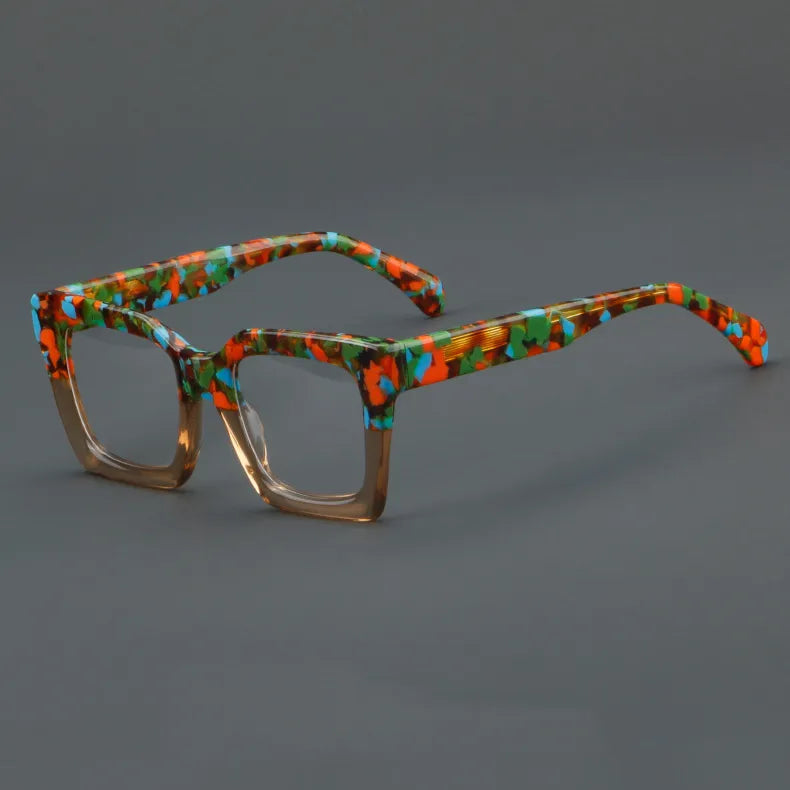CCspace Unisex Full Rim Large Square Acetate Eyeglasses 56909 - Trendy Oversized Square Frames for Men & Women - Perfect for Reading, Fashion, and Daily Wear