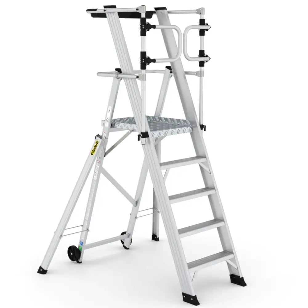 Climb It Large Platform Folding Steps with Safety Gates - Heavy Duty Aluminum Ladder for Kids & Toddlers - Perfect for Playrooms, Bedrooms, and Indoor Play Areas