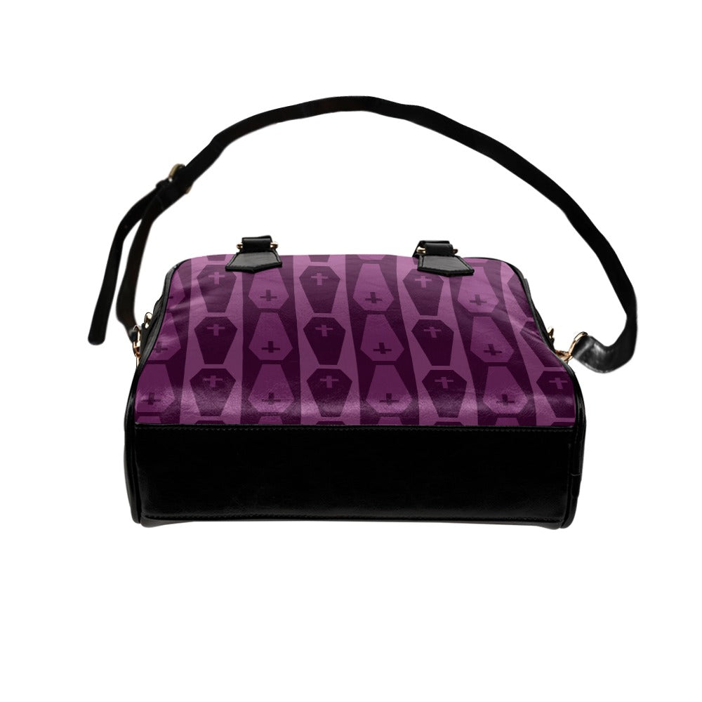 Stylish Purple Coffins Shoulder Handbag for Women - Gothic Fashion Crossbody Purse for Daily Use, Parties & Halloween