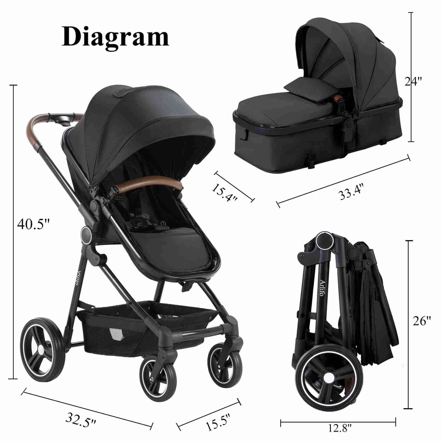 2 in 1 Baby Stroller with Bassinet - Lightweight Foldable Convertible Travel Stroller for Newborn & Toddler (Girl & Boy) | Perfect for Shopping, Travel & Daily Walks