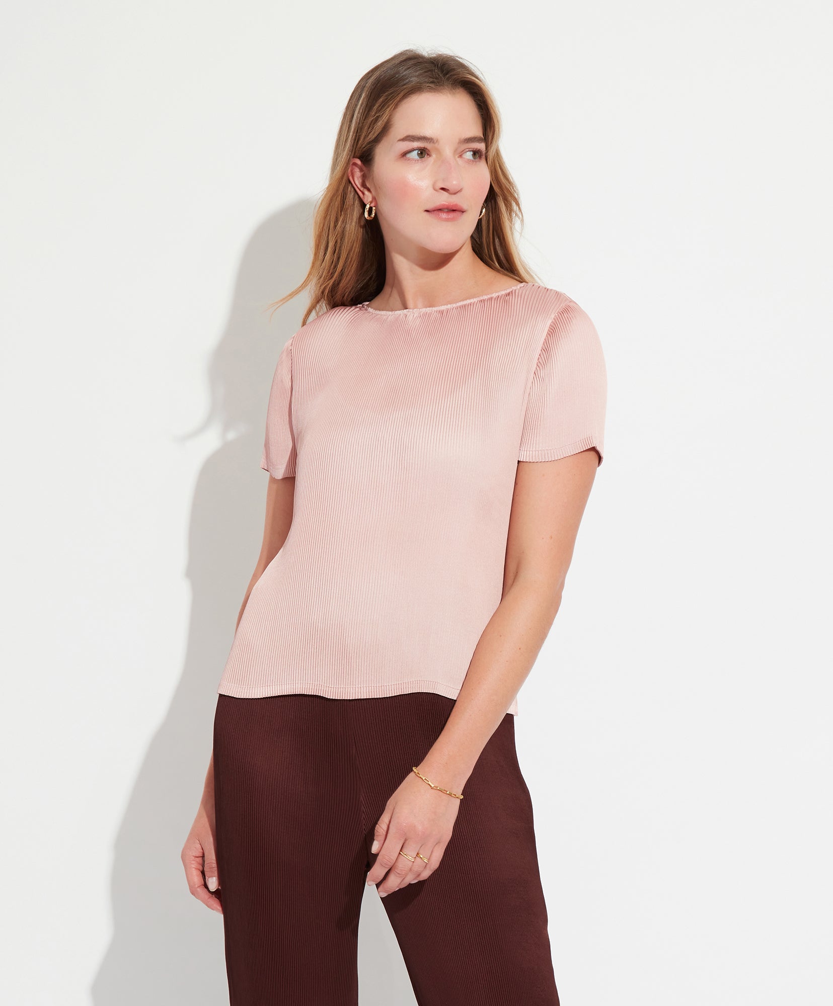 Chic Plisse Blouse for Women - Trendy Ruffled & Pleated Tops - Perfect for Office, Date Night & Casual Outings