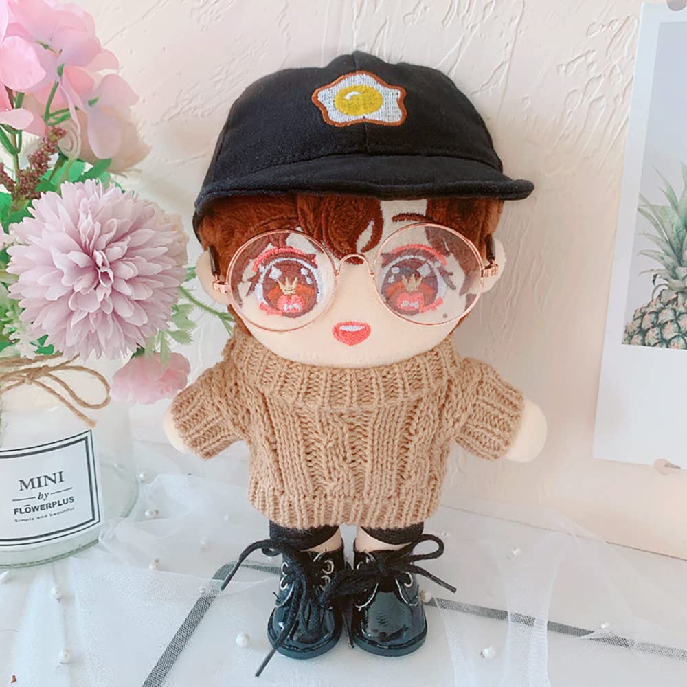 Niannyyhouse Egg Cap Sweater Pants 3-Piece Set for 7.8in (20cm) Plush Dolls - Cute Outfit & Accessories for Stuffed Animals - Perfect for Dress Up, Collecting & Display