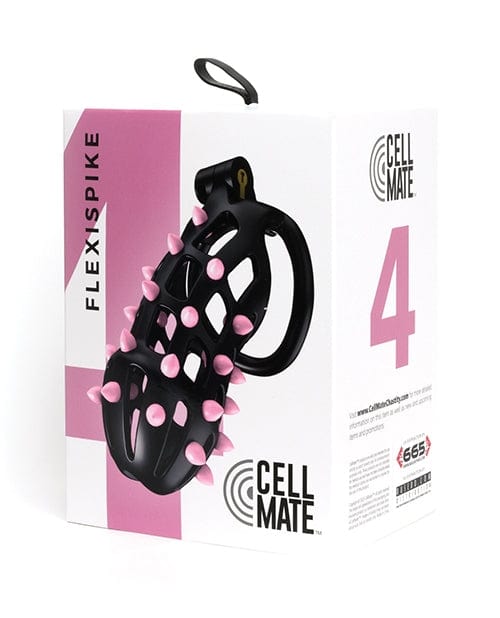Sport Fucker Cellmate FlexiSpike Chastity Cage - Size 4 Black/Pink - Secure & Comfortable Male Chastity Device for BDSM, Couples Play & Long-Term Wear