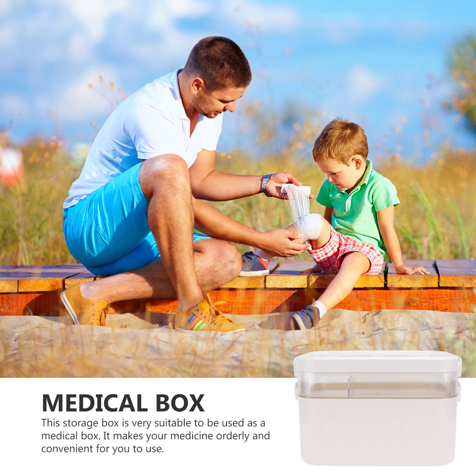 Portable First Aid Kit - Cabilock Double-Layer Emergency Storage Box for Medication & Household Organizer | Compact Medicine Cabinet, Clear Plastic Organizer Bin for Travel, Home & Car Safety