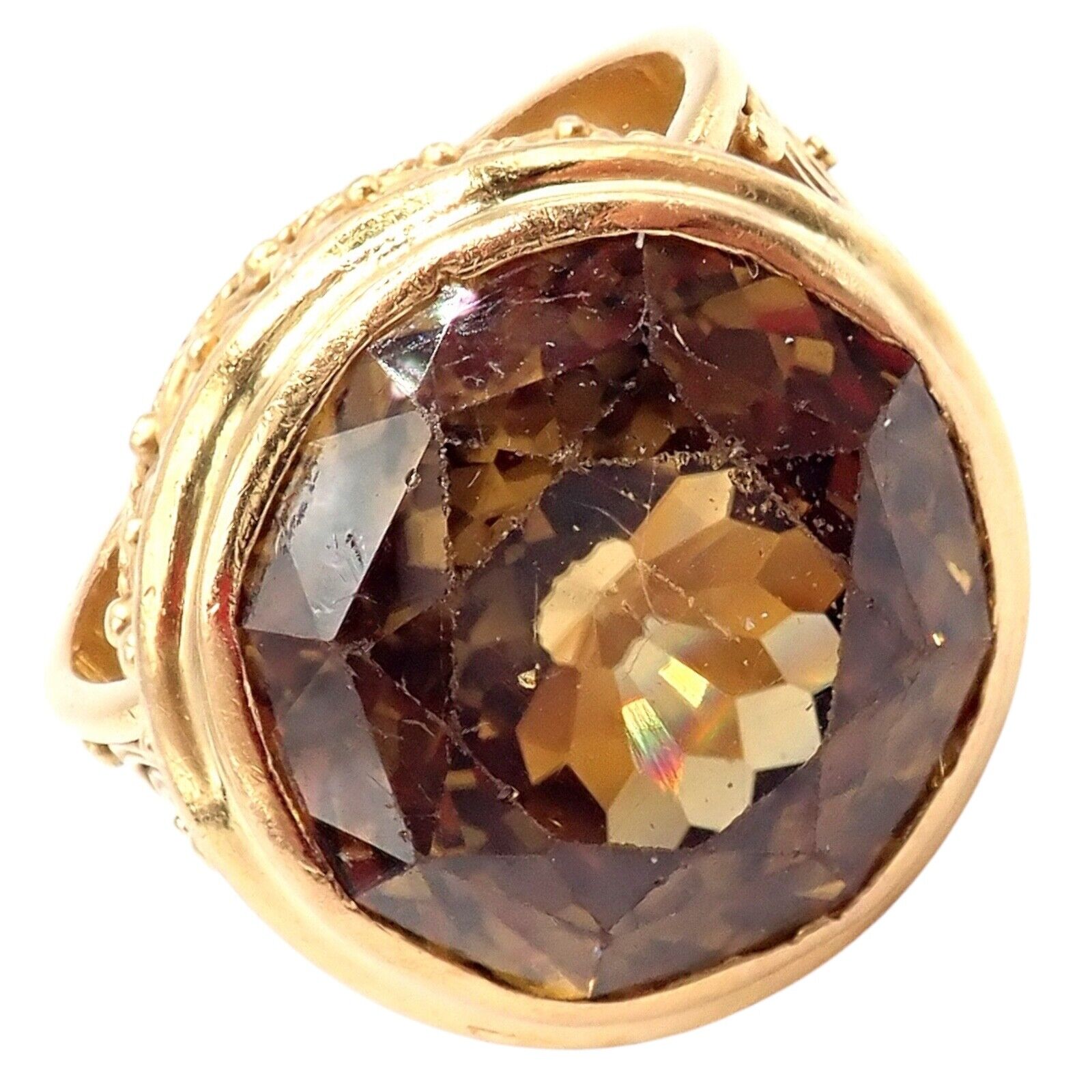 Vintage Carolyn Tyler 22k Yellow Gold Seven Seas Large Citrine Ring - Elegant Statement Jewelry for Women, Perfect for Weddings, Parties & Special Occasions