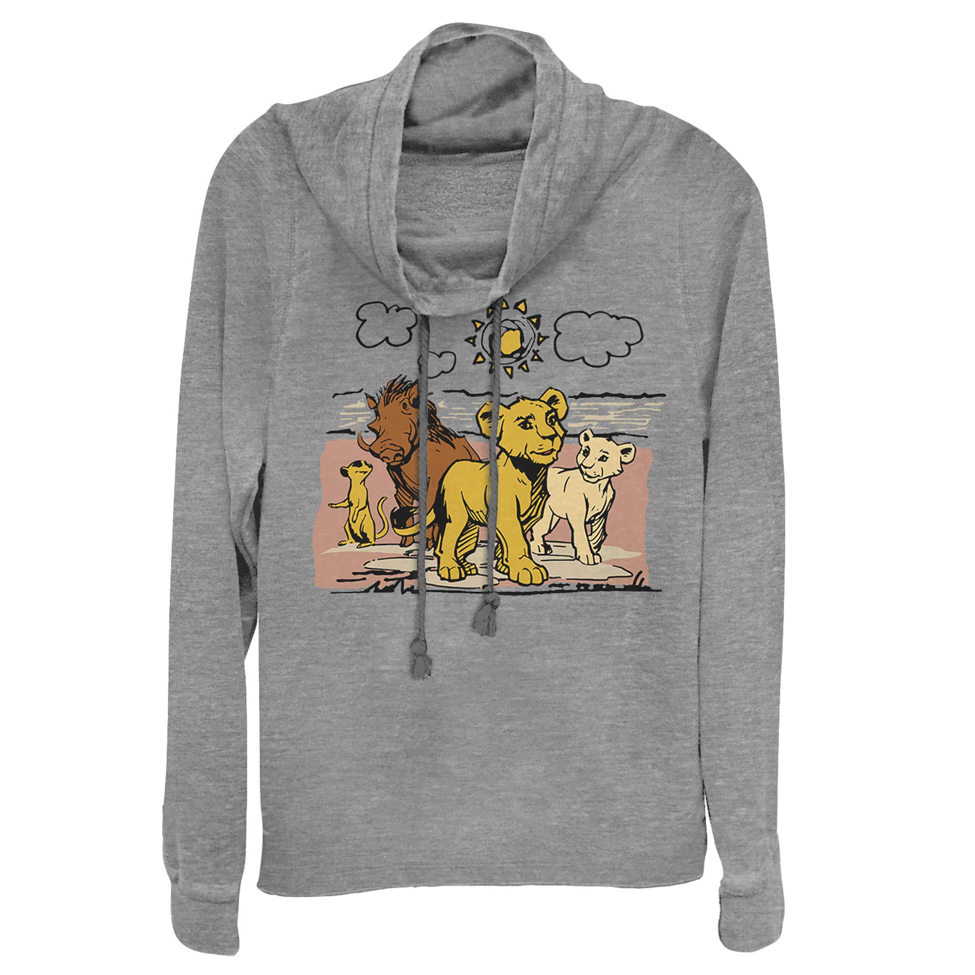 Junior's Lion King Best Friends Cartoon Cowl Neck Sweatshirt | Disney Inspired Pullover for Kids & Teens | Perfect for School, Parties & Disney Theme Outfits