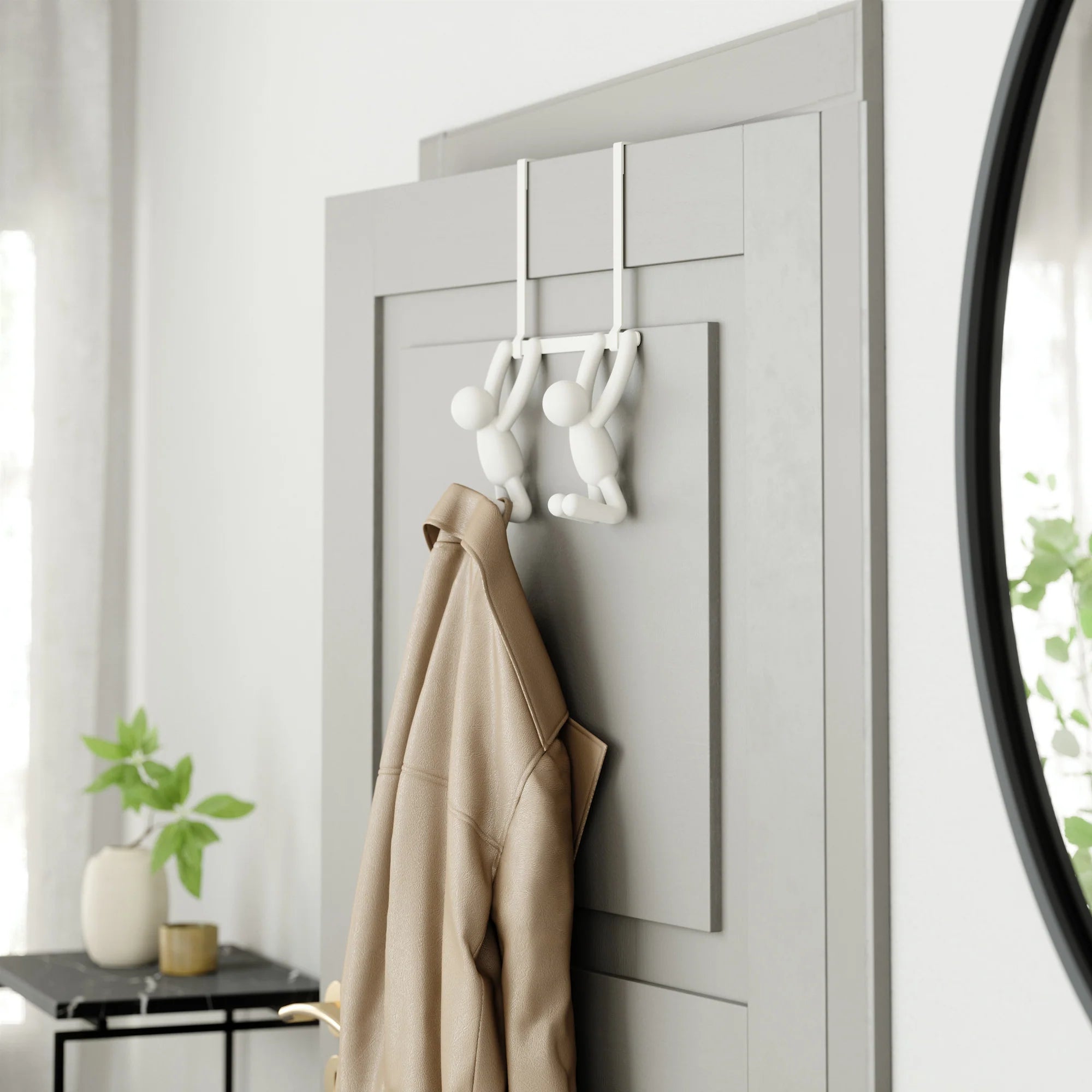 Over The Door Hooks - Set of 2 White Space-Saving Hooks for Bathroom, Bedroom & Closet Organization