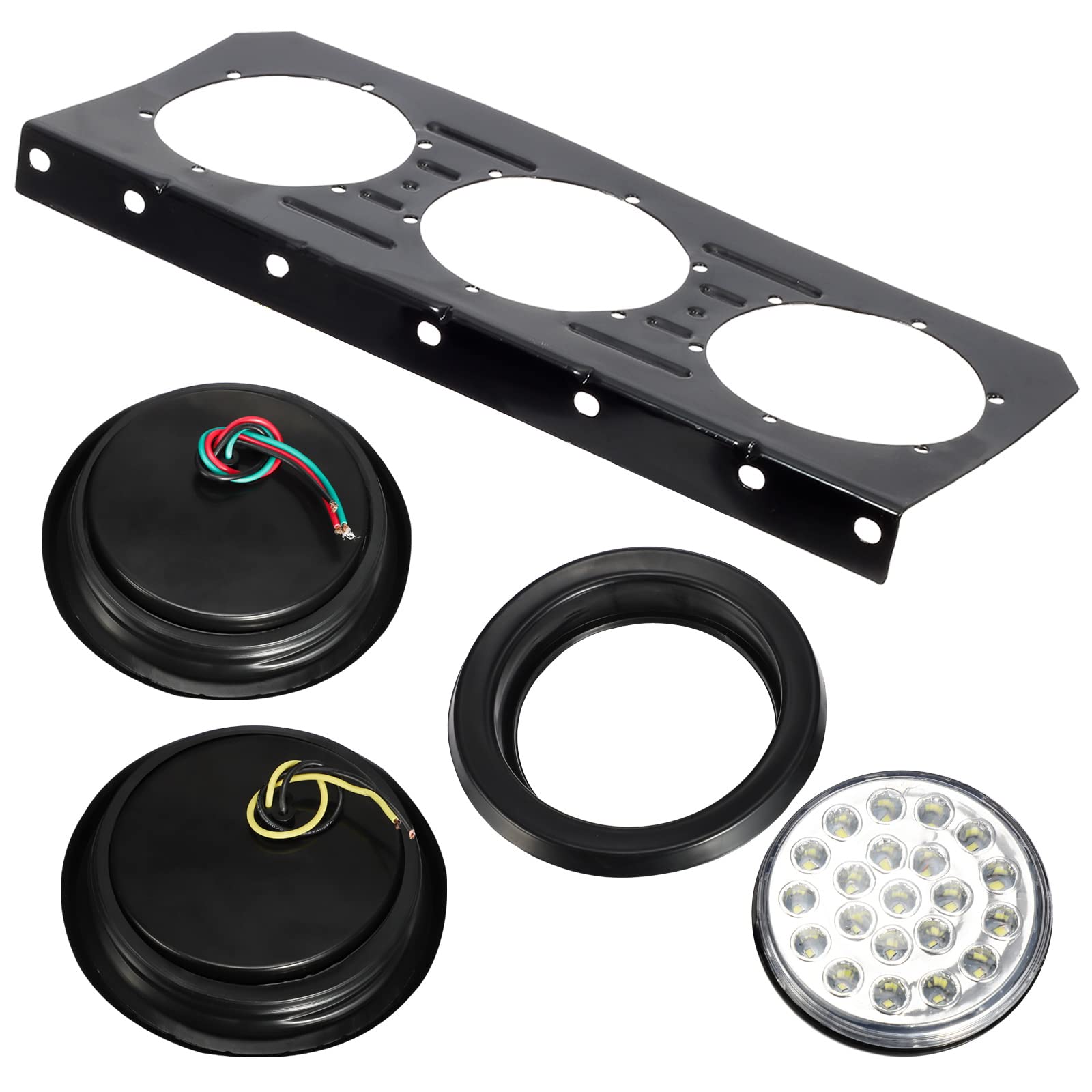 Partsam 63 LED Truck Trailer Tail Lights Bar Kit - Waterproof 12V-30V Stop/Turn/Brake/Reverse Lights with Iron Bracket - 4 Inch Round LED Taillights for RV, Camper, Flatbed Trucks (2-Pack) - Perfect for Night Driving & Enhanced Road Safety