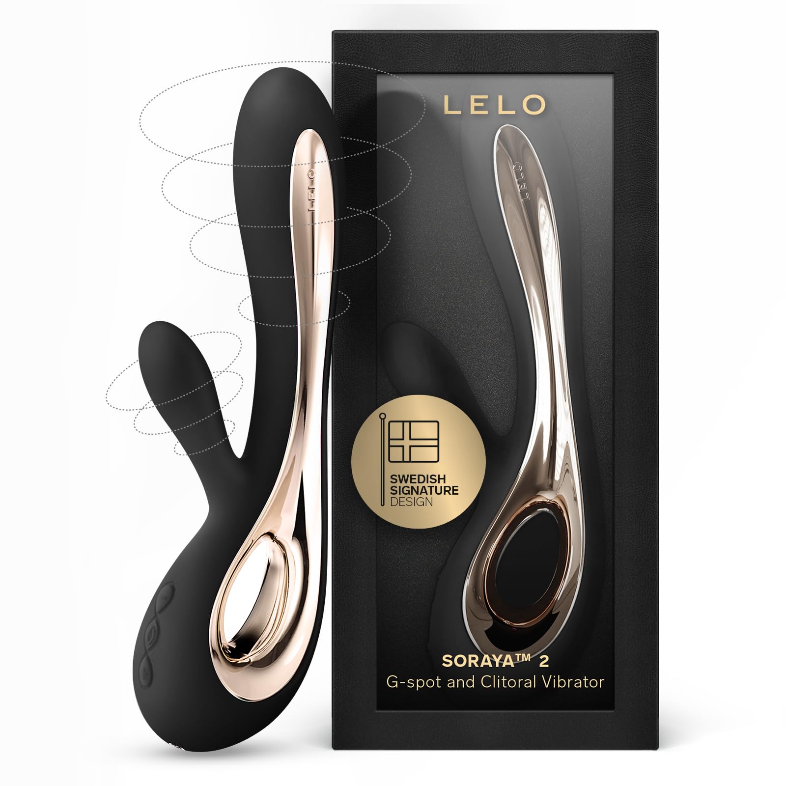 LELO Soraya 2 Rabbit Vibrator for Women - Dual Stimulation G Spot & Clitoral Vibrator, Waterproof Adult Sex Toy for Her - Perfect for Solo Play & Couples Intimacy, Black