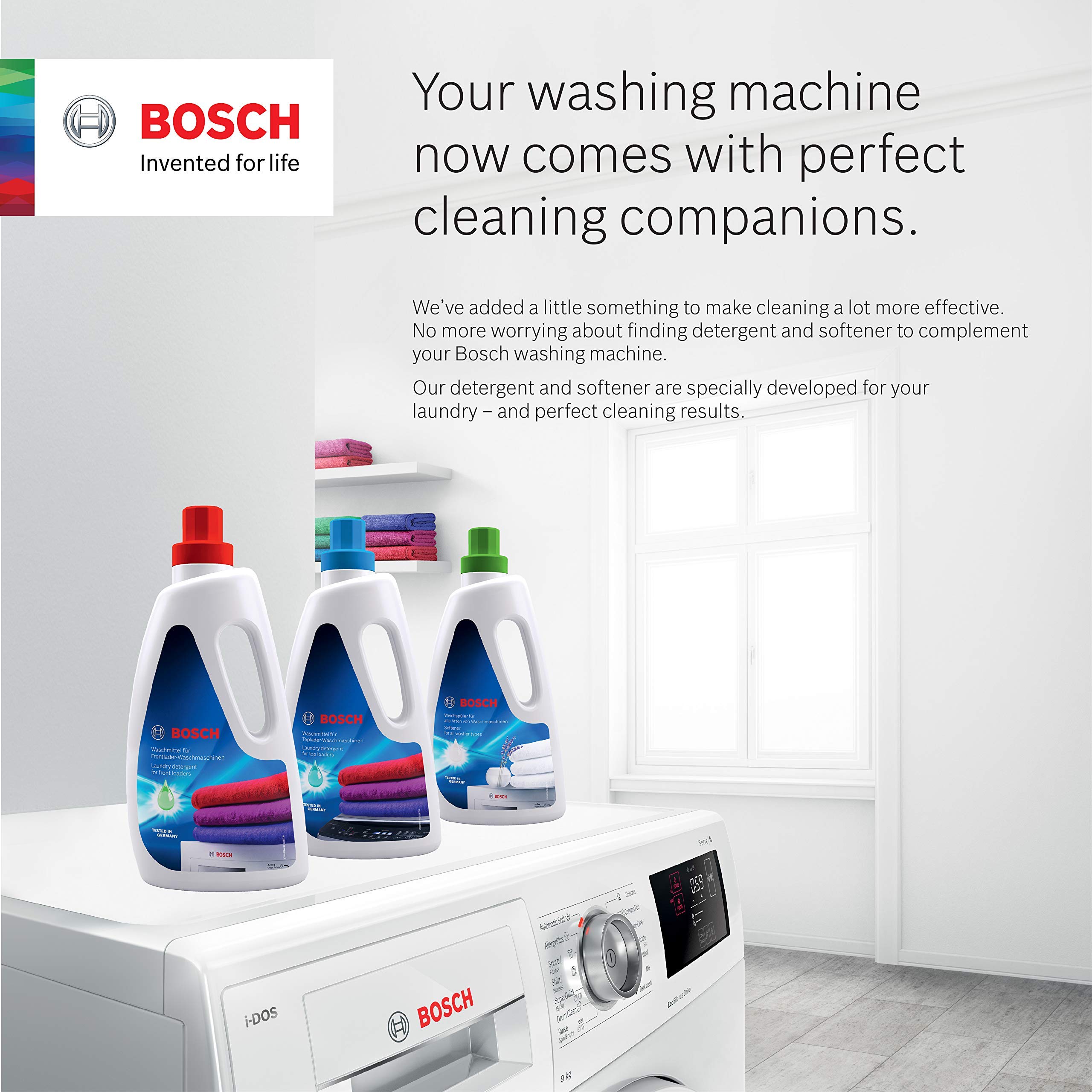 Bosch Liquid Laundry Detergent for Front Load Washers - 1 Liter Bottle | High Efficiency HE Cleaner for Delicates & Activewear | Perfect for Apartments & Small Spaces