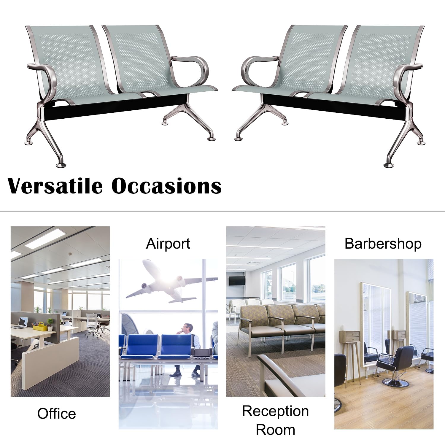 kinbor 2-Piece Waiting Room Chairs Set - Comfortable Airport Lounge, Salon, Office & Reception Furniture with Armrests - Perfect for Waiting Areas, Lobbies & Public Spaces
