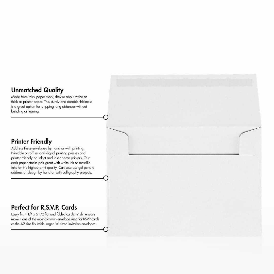 Premium A2 Invitation Envelopes (4 3/8 x 5 3/4 Inches) - 70lb Classic Linen Avon Brilliant White - Pack of 500 | Elegant Stationery for Wedding Invitations, Greeting Cards, Announcements & RSVPs | Perfect for Special Occasions, Business Correspondence & Handwritten Letters