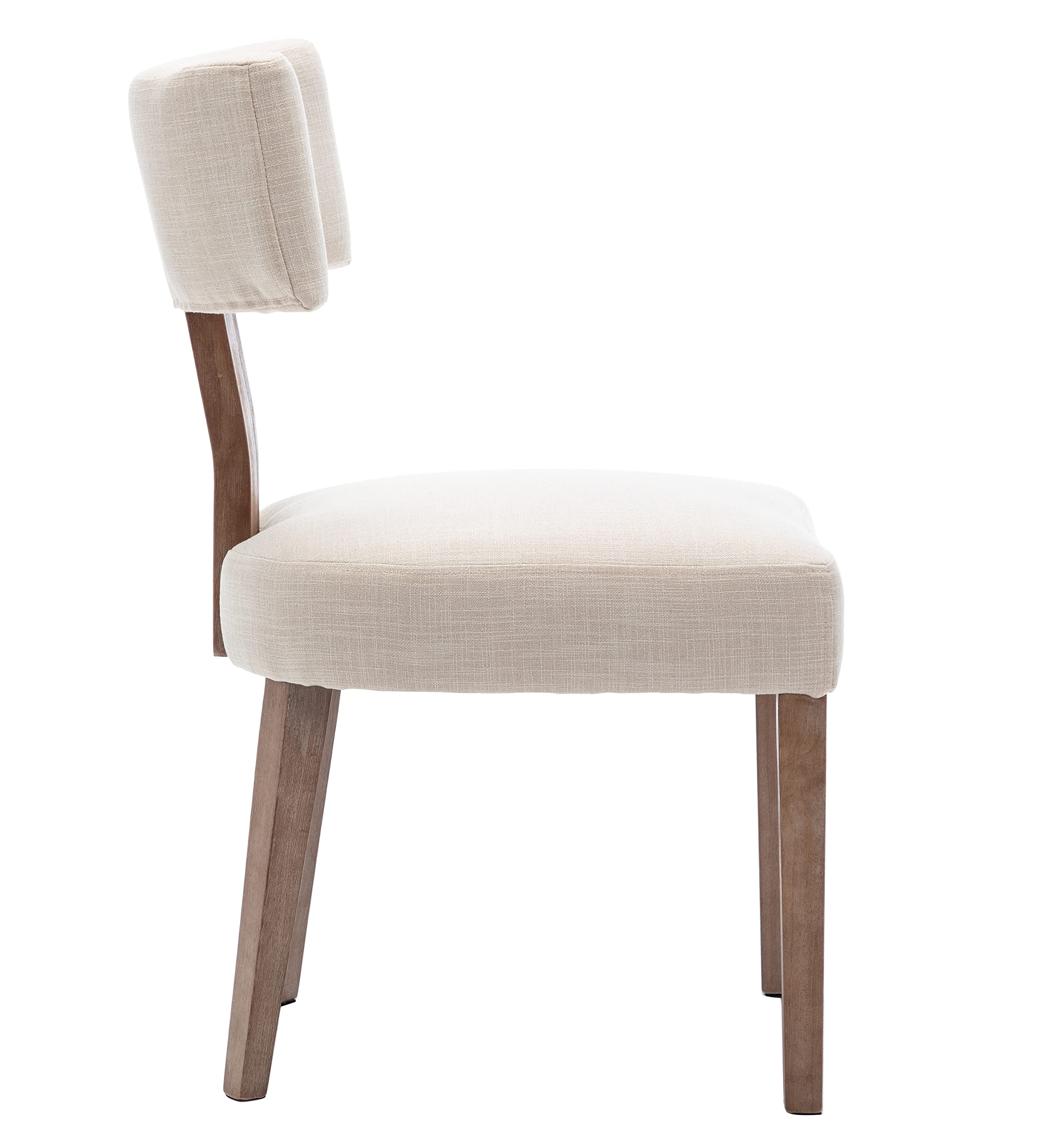 Modern Dining Chairs Set of 2 - Upholstered Wooden Leg Side Chairs with Linen Fabric & Curved Wingback Design - Comfortable for Living Room, Bedroom, Kitchen - Beige Home Decor for Family Gatherings & Dinner Parties