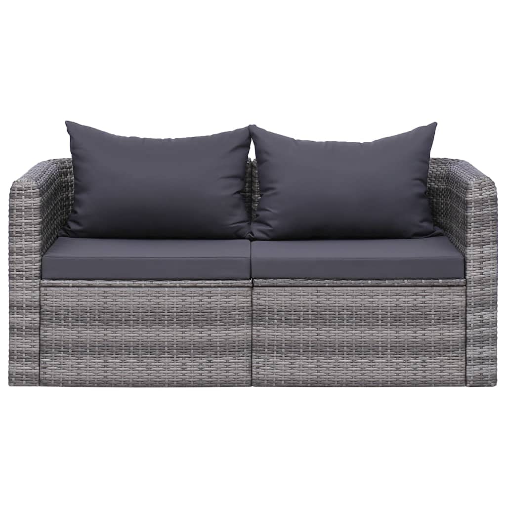 vidaXL 2-Piece Patio Corner Sofa Set - Outdoor Furniture with Gray Poly Rattan, Comfortable Cushions & Removable Covers - Easy Assembly for Patio, Backyard & Garden - Perfect for Outdoor Relaxation & Entertaining