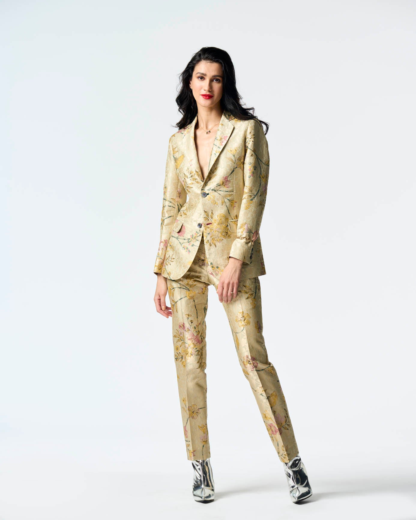 Elegant Rana Blazer in Silk Brocade Mint Green - Perfect for Office Wear, Business Meetings & Formal Events