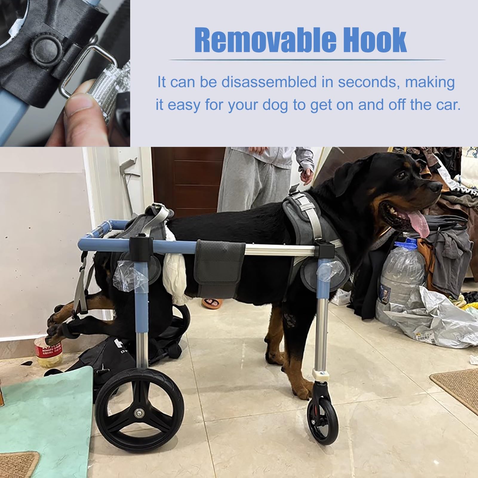 Adjustable XS to XXL Dog Wheelchair - 4 Wheel Convertible to 2 Wheel for Disabled Dogs | Supportive Rear Leg Brace for Mobility Assistance (Pink, Small) - Perfect for Recovering Pets & Senior Dogs with Hip Dysplasia