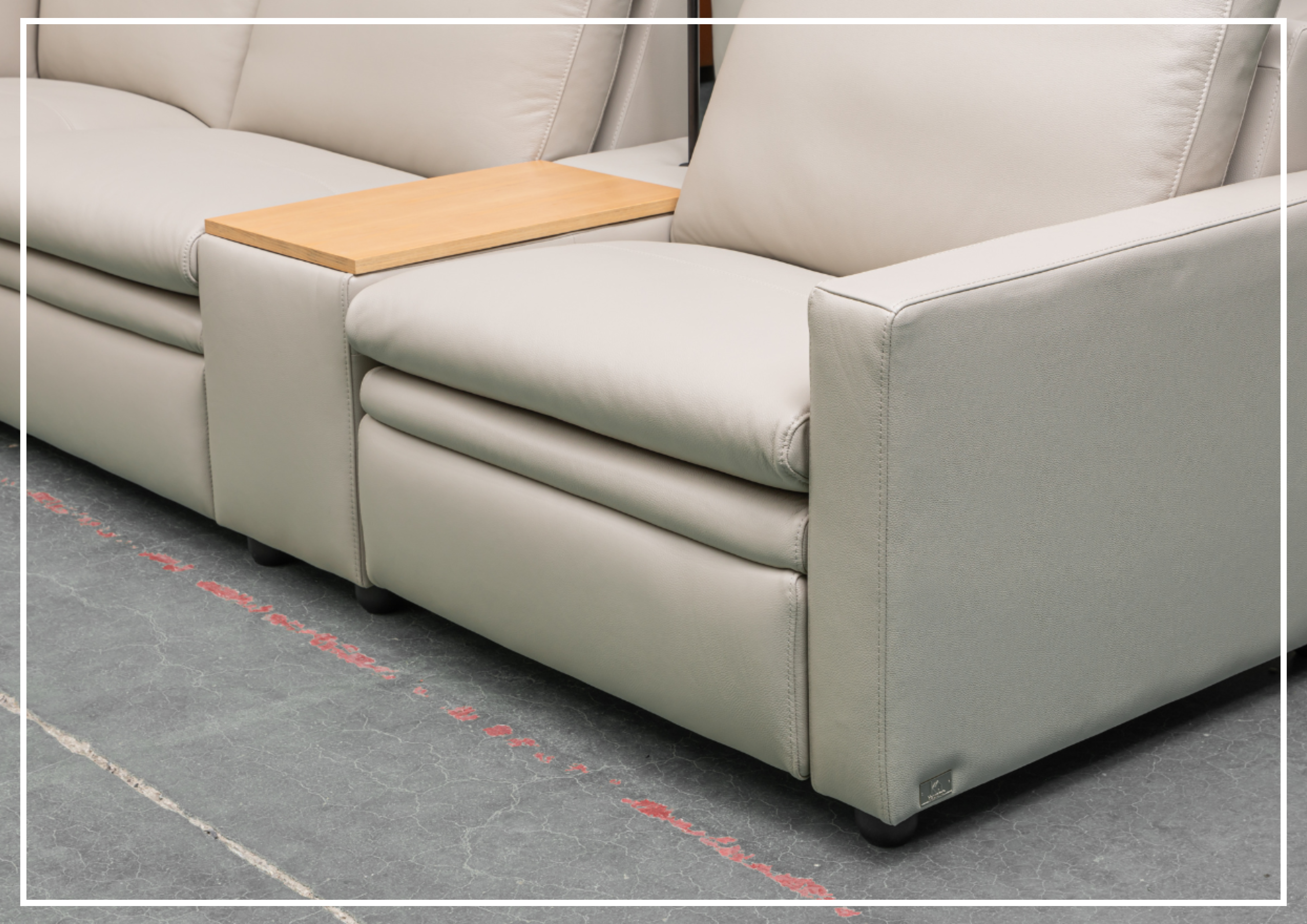 Klaussner Roma 6-Piece Beige Leather Power Reclining Sectional Sofa Set with USB Chargers - Modern Living Room Furniture for Home Theater & Family Gatherings
