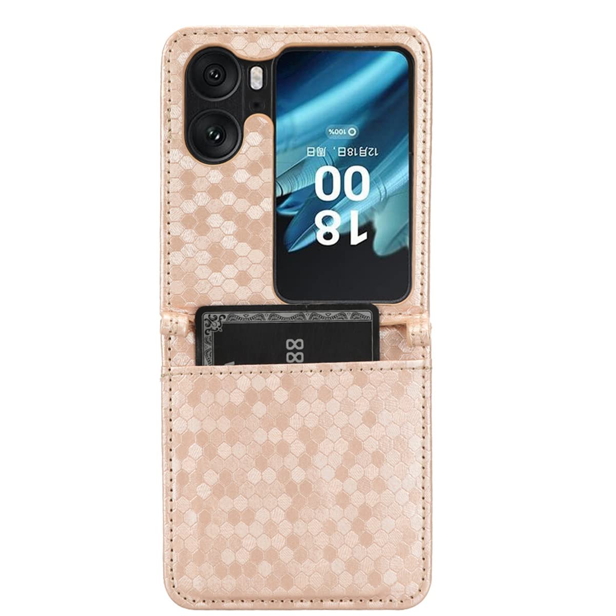 RonRun PU Leather Flip Wallet Case for Oppo Find N2 Flip - Rose Gold | Card Holder & Stand for Daily Use