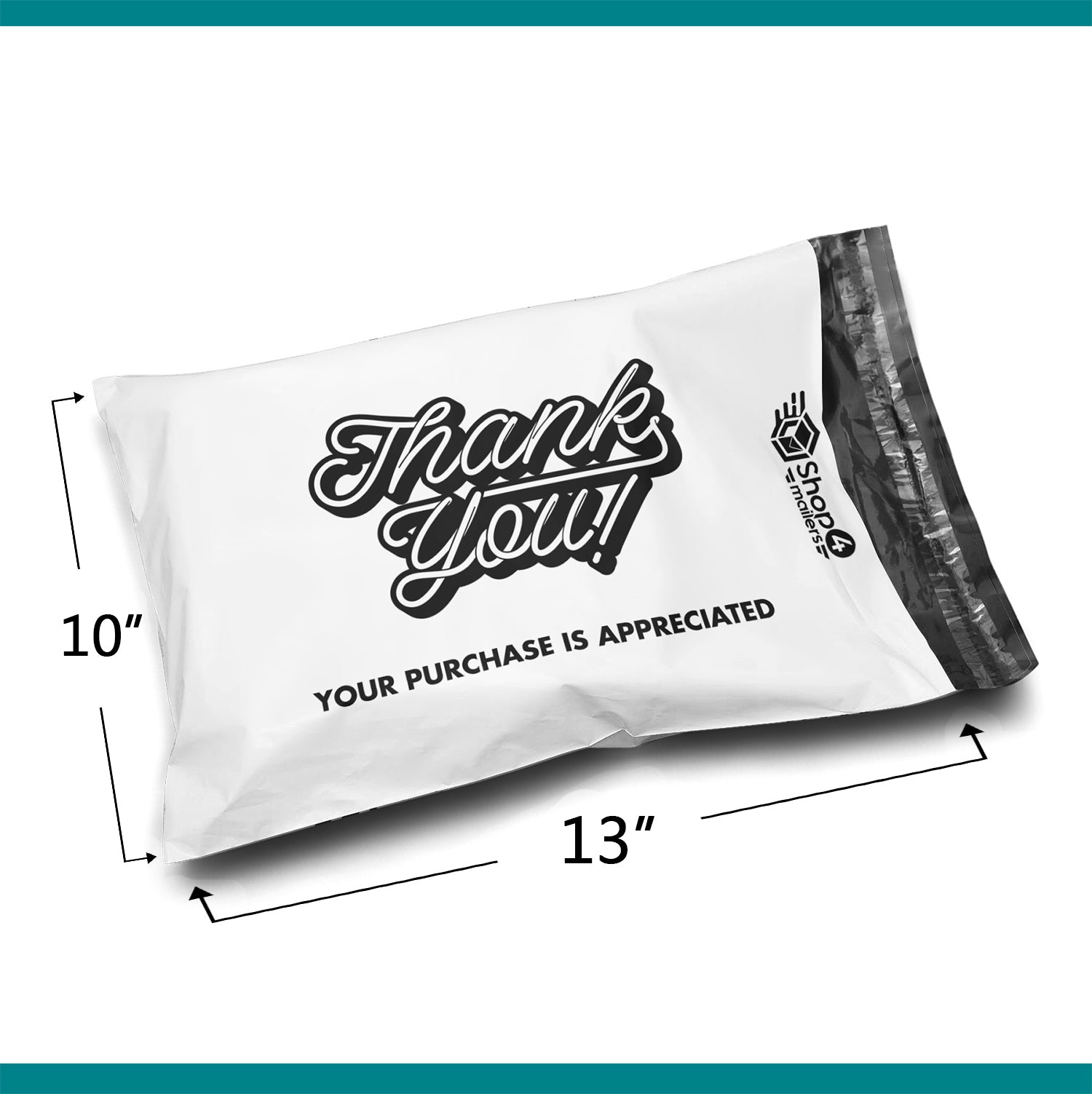 10 x 13 Inch Thank You Poly Mailer Envelopes - 2 Mil Thick Waterproof Shipping Bags | Bulk Pack of 10 | Perfect for Ecommerce, Subscription Boxes & Small Business Shipping