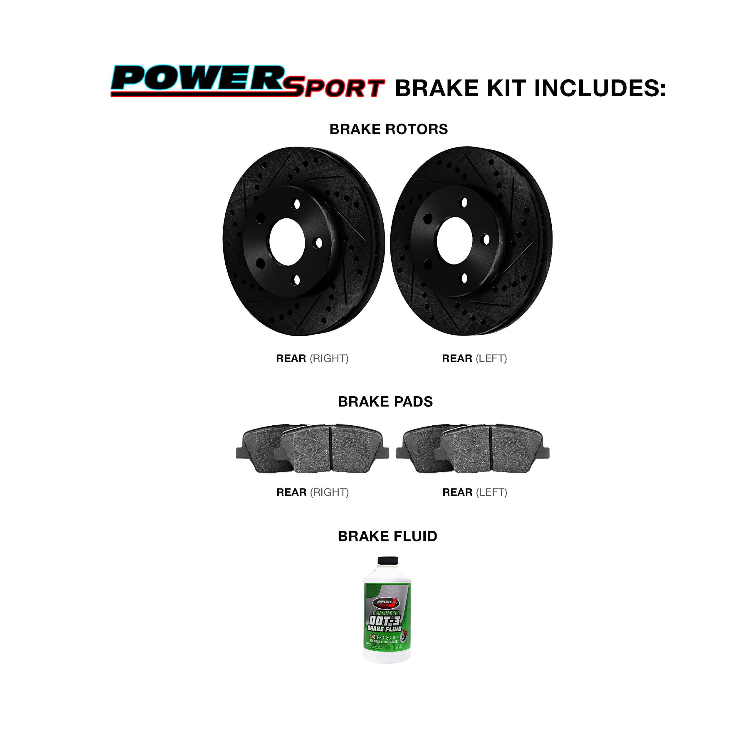 High-Performance Power Sport Rear Brake Kit - Ceramic Brake Pads & Rotors Set (BBC1.62010.02) | Durable Braking System for ATV, UTV & Motorcycles | Off-Road & Racing Use