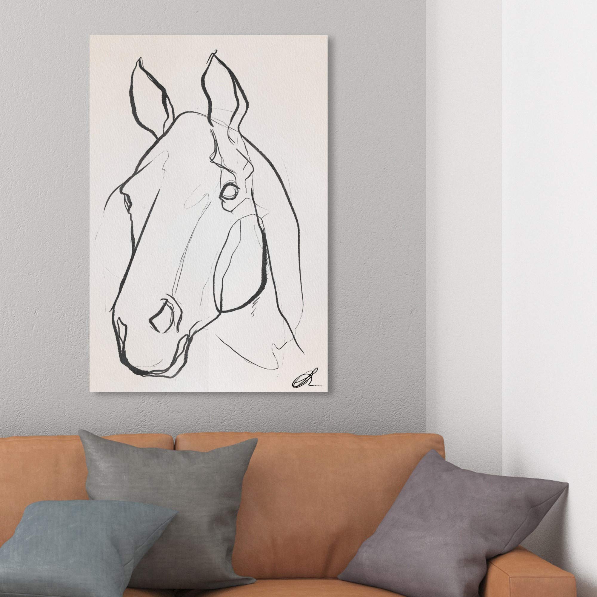 Stallion Sketch III Wall Art Canvas Print - 24x36 Inches Black & White Horse Painting - Modern Home Decor for Living Room, Bedroom, Office - Premium Animal Artwork by Oliver Gal Artist Co.