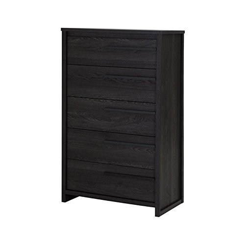 Pemberly Row 5-Drawer Wooden Dresser - Modern Bedroom Storage Organizer with Small Chest for Closet - Black | Space-Saving Furniture for Small Apartments & Dorm Rooms