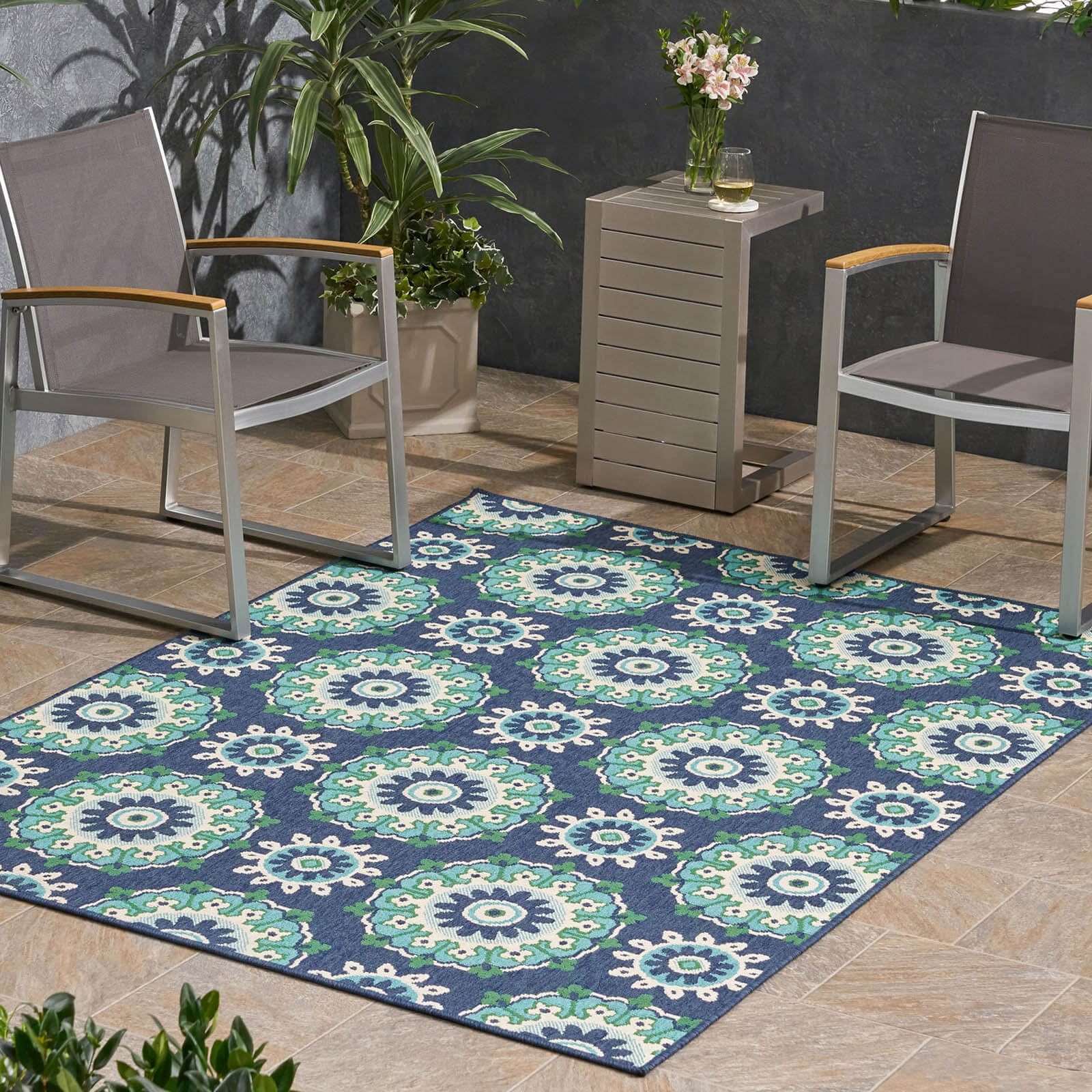 8x10 Waterproof Outdoor Rug for Patio, Deck, Balcony & Porch - All-Weather Indoor/Outdoor Area Rug Perfect for Living Room, Camping & Backyard Use