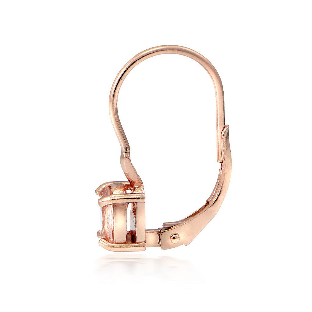 18K Rose Gold Plated Sterling Silver Morganite Oval Leverback Earrings for Women - Elegant Dangle Earrings for Wedding, Party & Everyday Wear