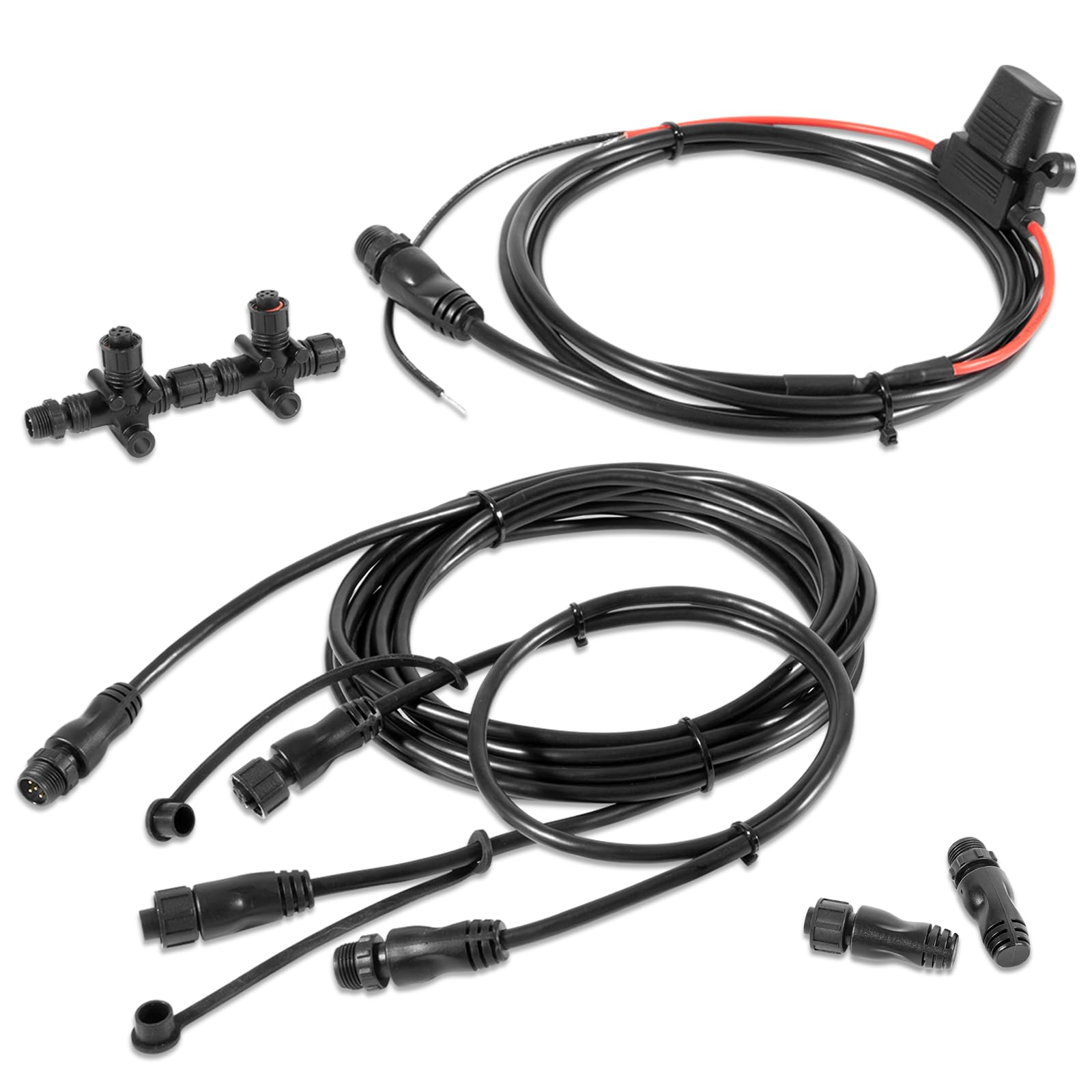 NMEA 2000 Network Starter Kit (7pcs) - NMEA 2000 Replacement Part for Lowrance N2K-EXP-RD-2, Waterproof Plug-and-Play Boat Accessories - Perfect for Marine Electronics Installation and NMEA 2000 Network Expansion