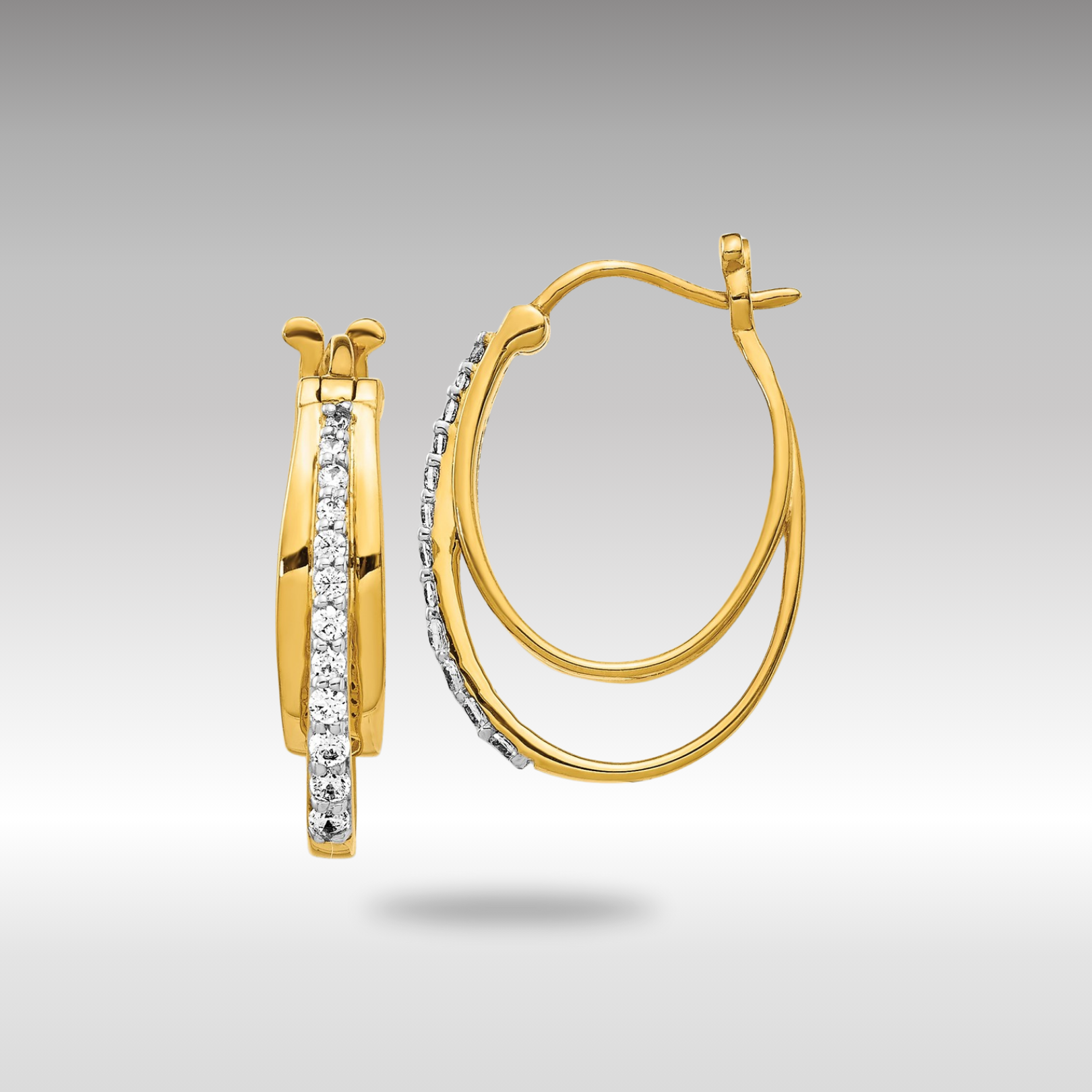 14K Gold Diamond Hoop Earrings for Women - Classic Round Hinged Huggie Earrings EM4343 025 YA | Perfect for Weddings, Parties & Everyday Elegance