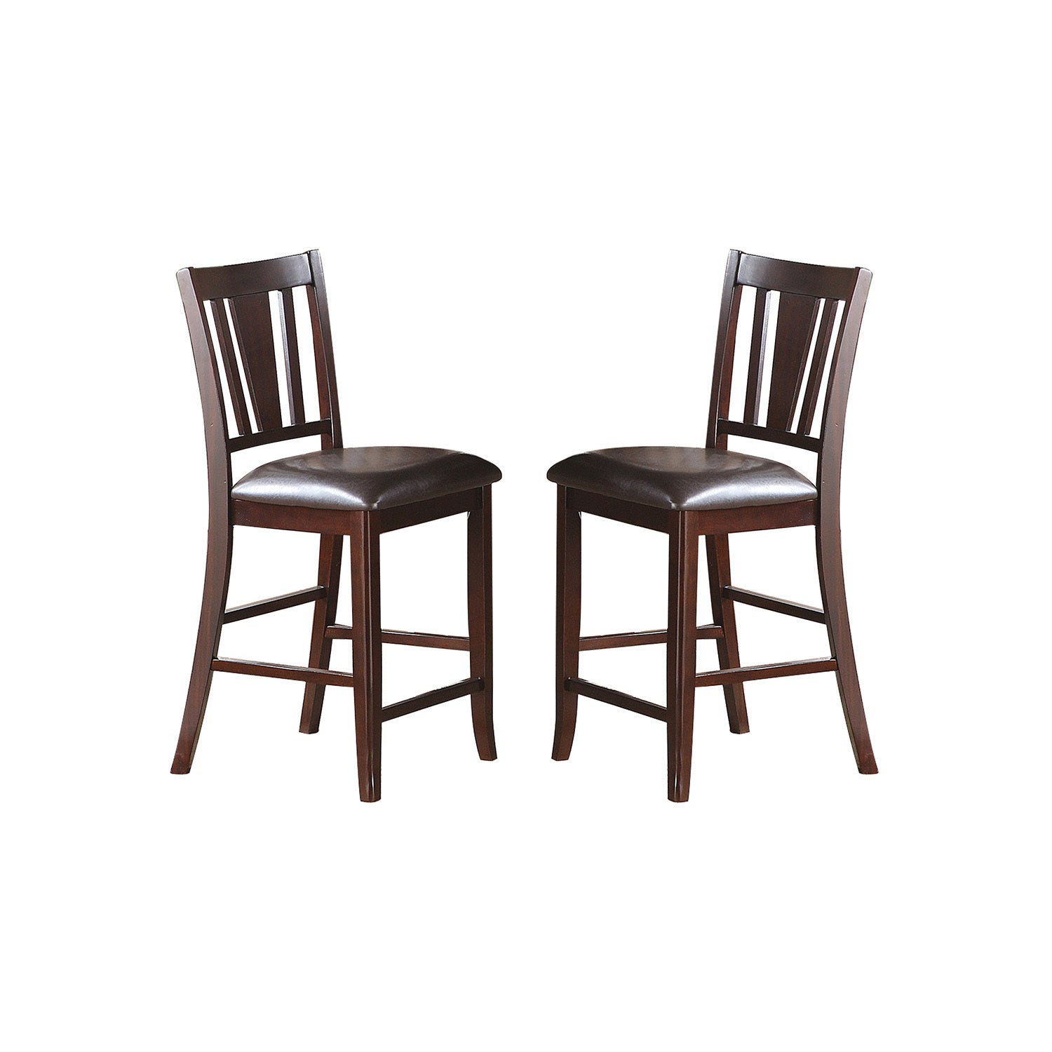 Dark Brown Darrell Upholstered Counter Height Bar Stools - Set of 2 Kitchen Island Chairs for Dining Room & Breakfast Nook