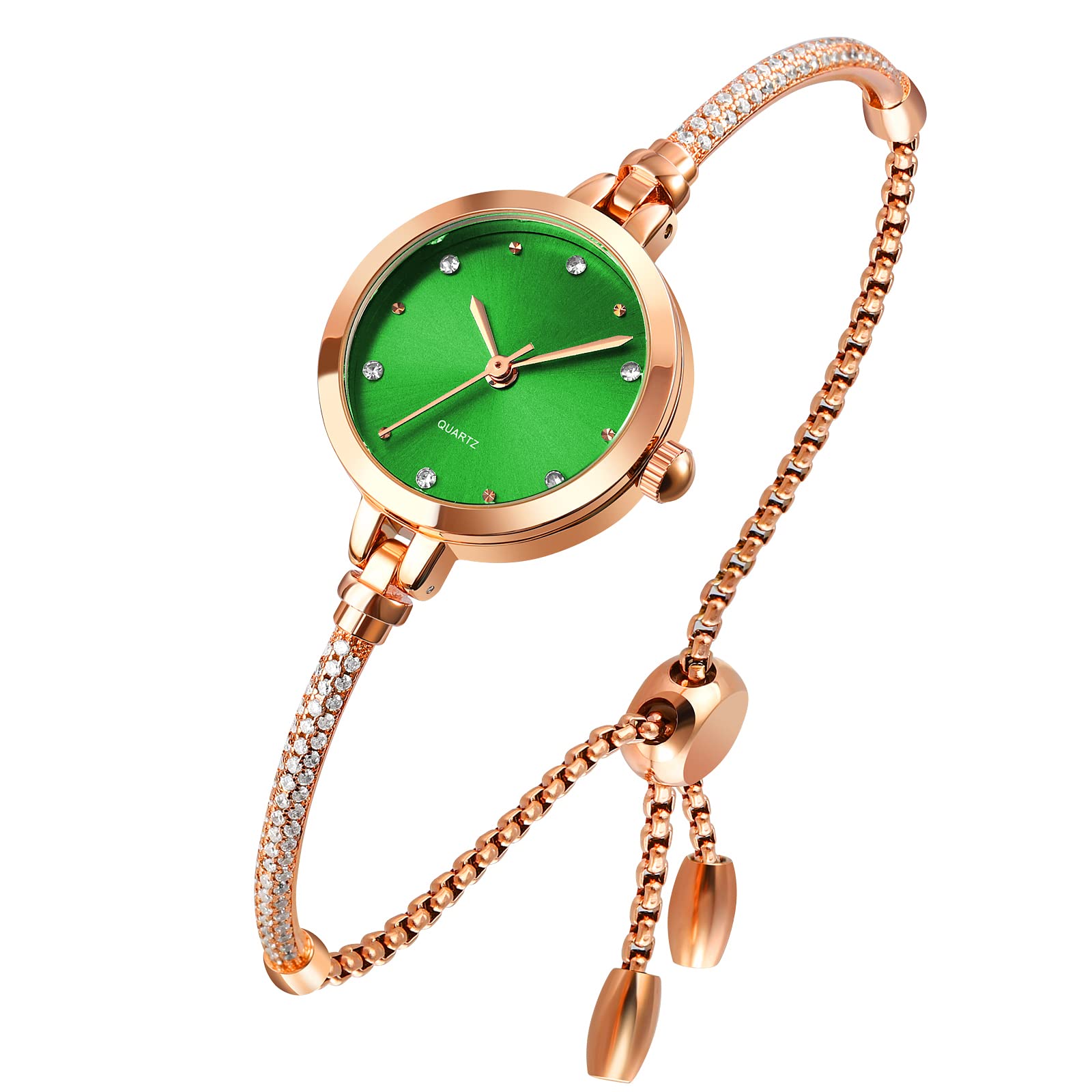 TOOCAT Women's Rose Gold Glitter Diamond Analog Quartz Watch - Waterproof Fashion Bracelet Wristwatch for Female Students, Perfect for School, Work, and Special Occasions