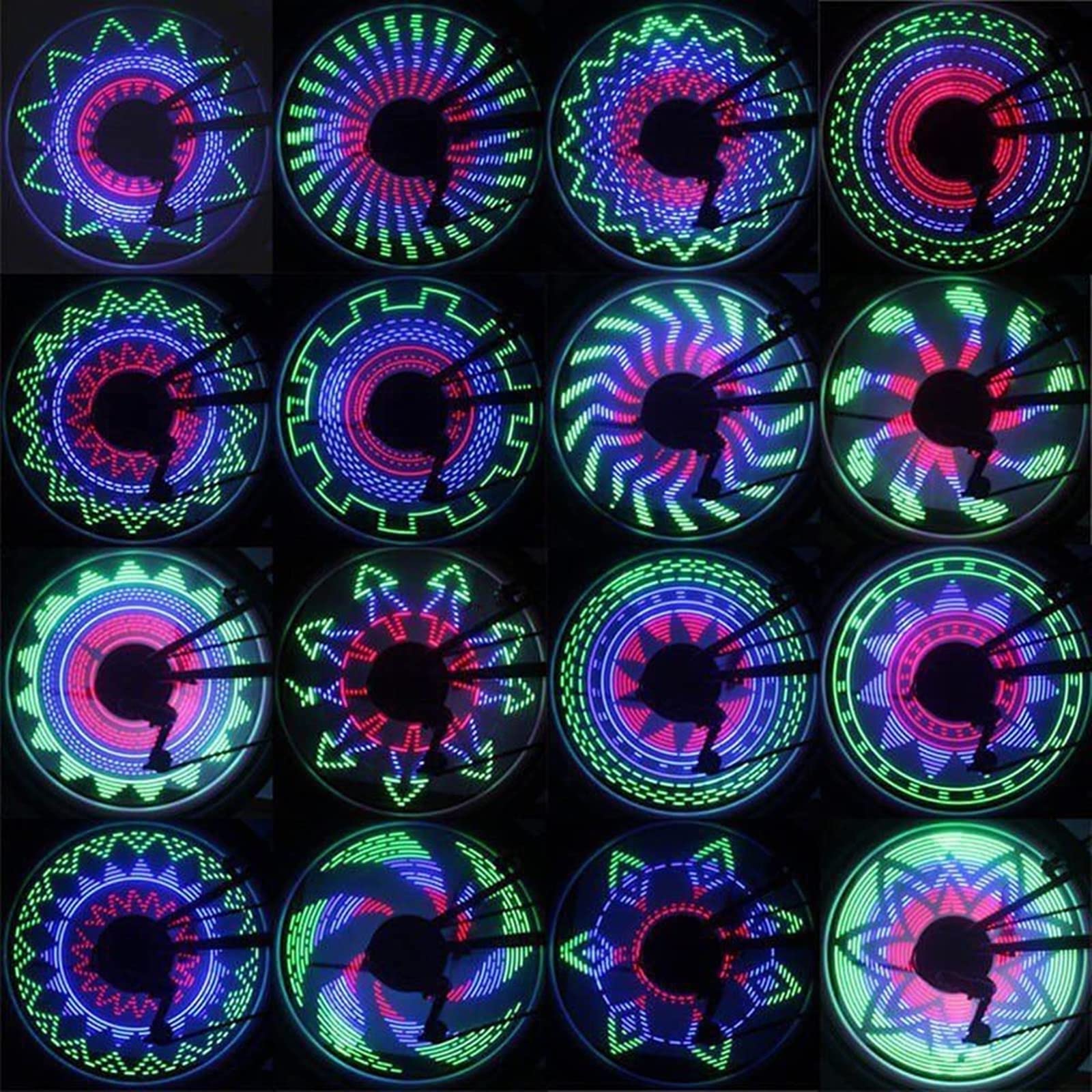 Bright LED Bike Wheel Lights - Waterproof Bicycle Tire Valve Cap Lights with 32 Patterns, Auto & Manual Dual Switch for Road Bikes | Night Cycling Safety & Cool Decoration for Commuting, Night Rides & Outdoor Adventures