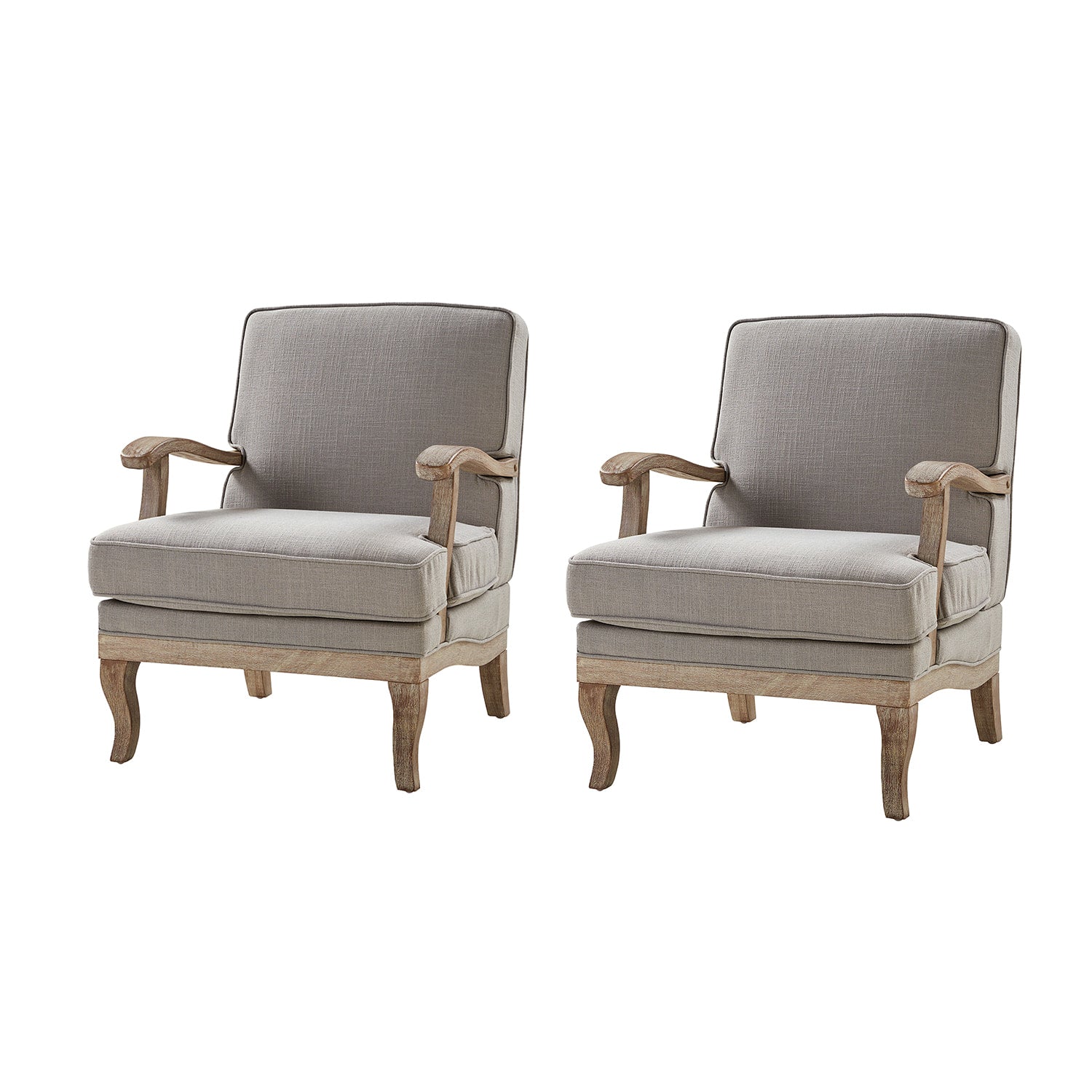 Randolph Farmhouse Upholstered Accent Chair with Wooden Legs - Comfortable Living Room Armchair for Home Decor, Reading Nook & Cozy Sitting Area (Multiple Style Options Available)