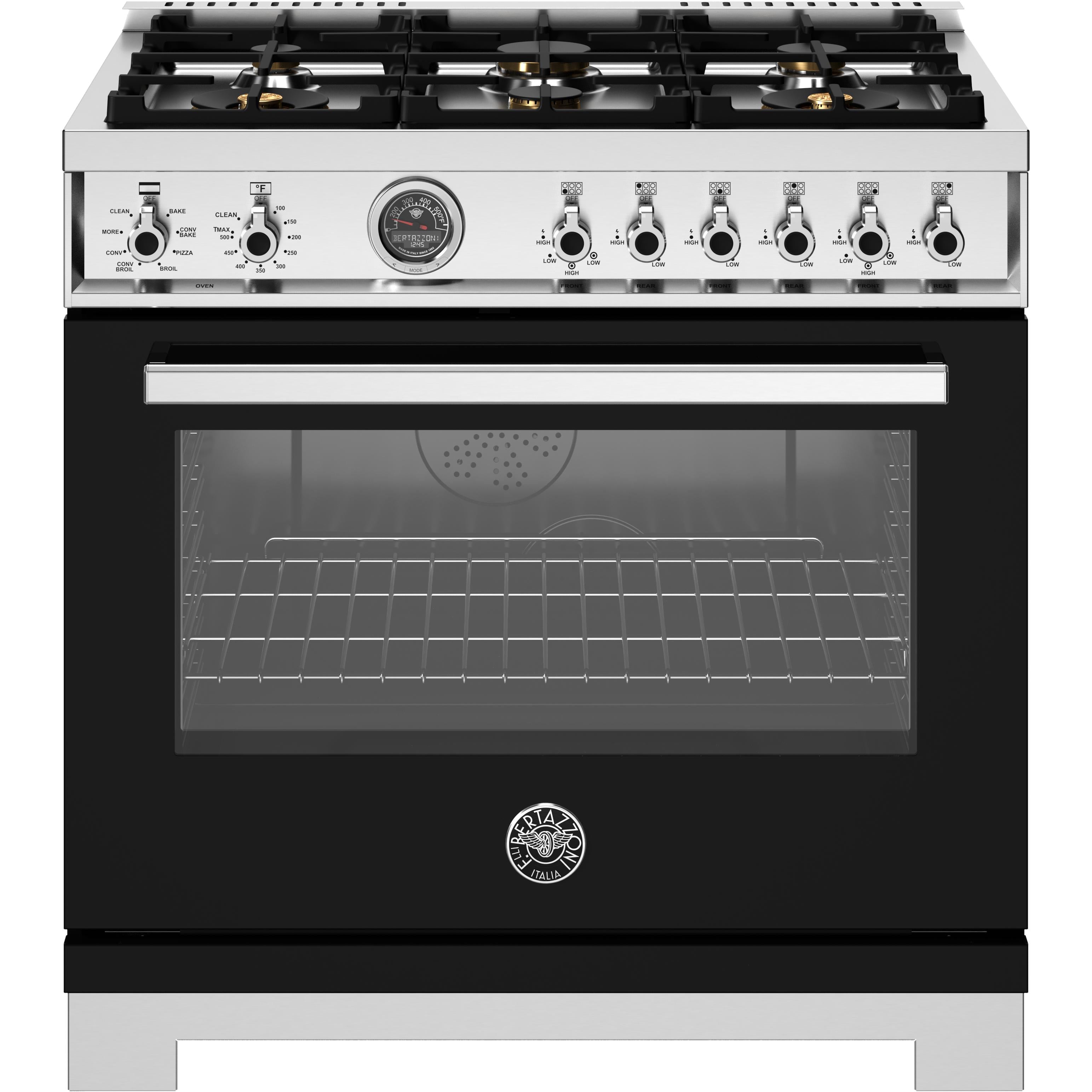 Bertazzoni PRO366BCFEPNET 36 Inch Freestanding Dual Fuel Range - Professional Gas Cooktop & Electric Oven for Home Chefs | Perfect for Gourmet Cooking, Entertaining & Modern Kitchens