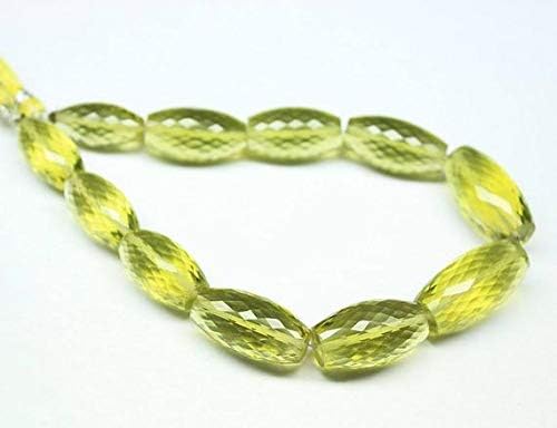 6'' Green Gold Lemon Quartz Faceted Gemstone Bead Strand - 17mm to 10mm Bulk Jewelry Making Supplies for DIY Necklaces, Bracelets & Meditation Jewelry | Perfect for Reiki Healing, Spiritual Gifts & Boho Fashion Accessories