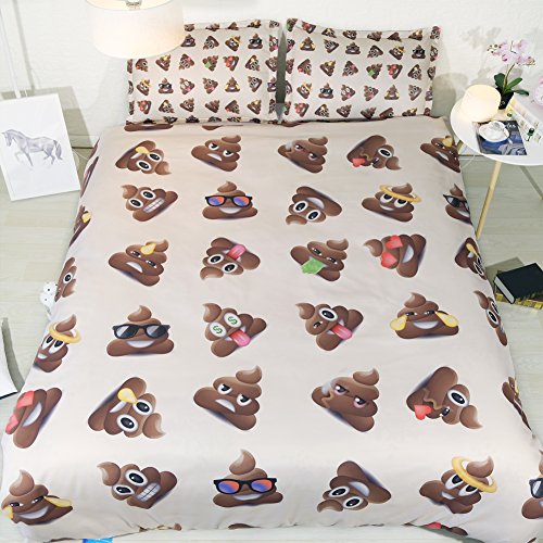 JF-440 Kids Poop-Themed 3-Piece Full Size Bedding Set - 1 Duvet Cover & 2 Pillow Shams (No Comforter Included) | Fun Children's Room Decor for Boys & Girls | Perfect for Themed Bedrooms, Sleepovers & Playful Nursery Designs